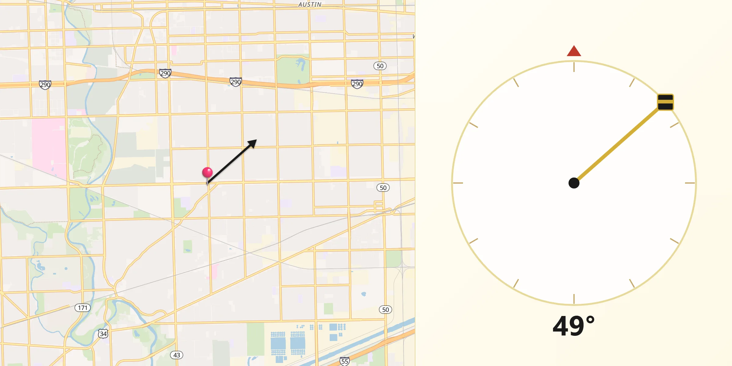 Qibla Direction from Berwyn