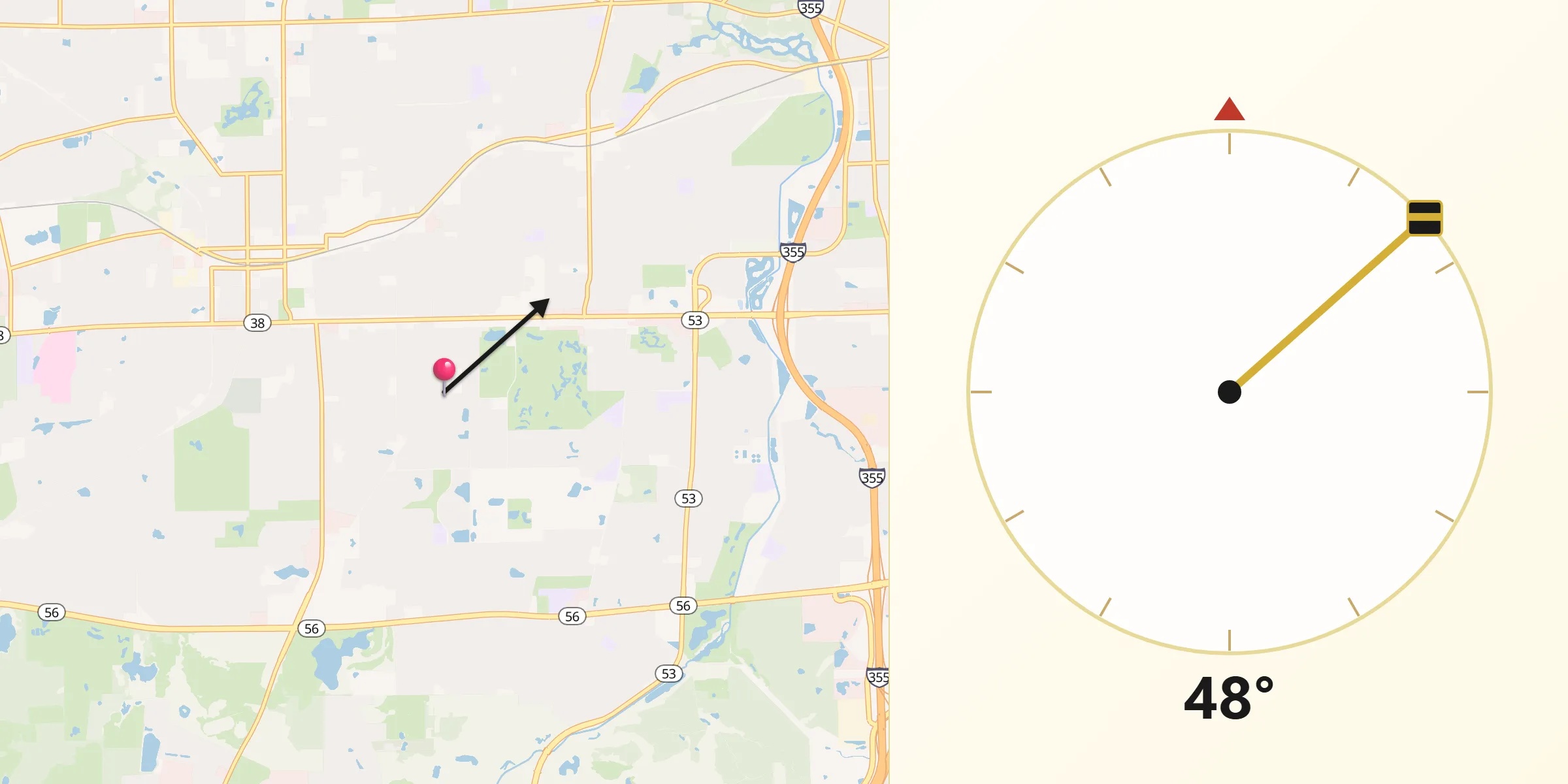 Qibla Direction from DuPage