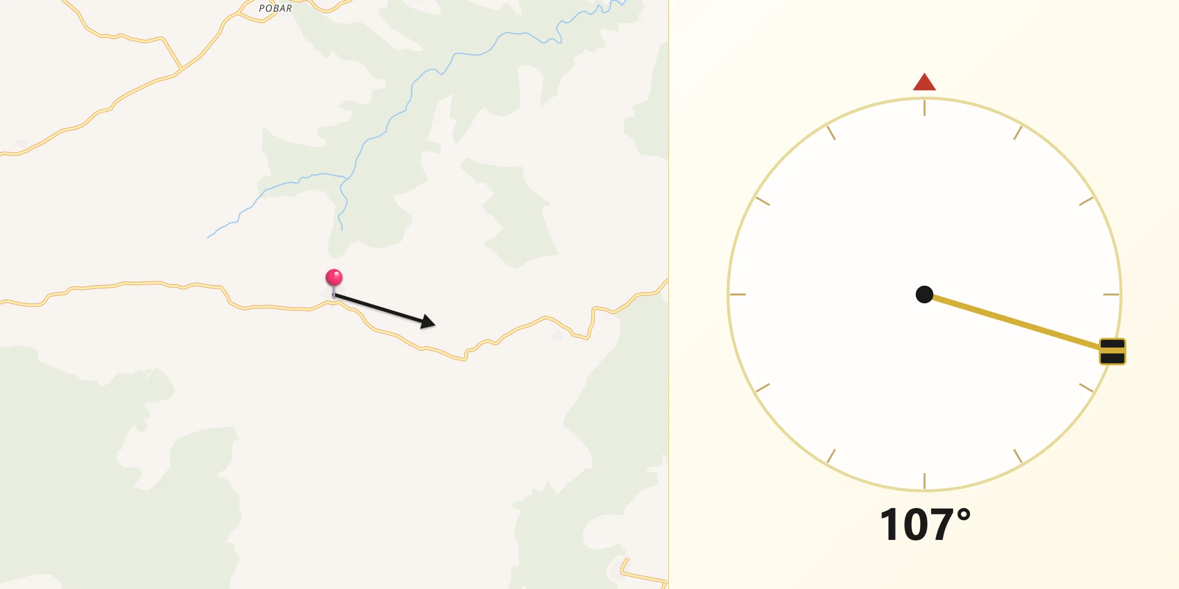 Dirección de la Qibla desde Suellacabras