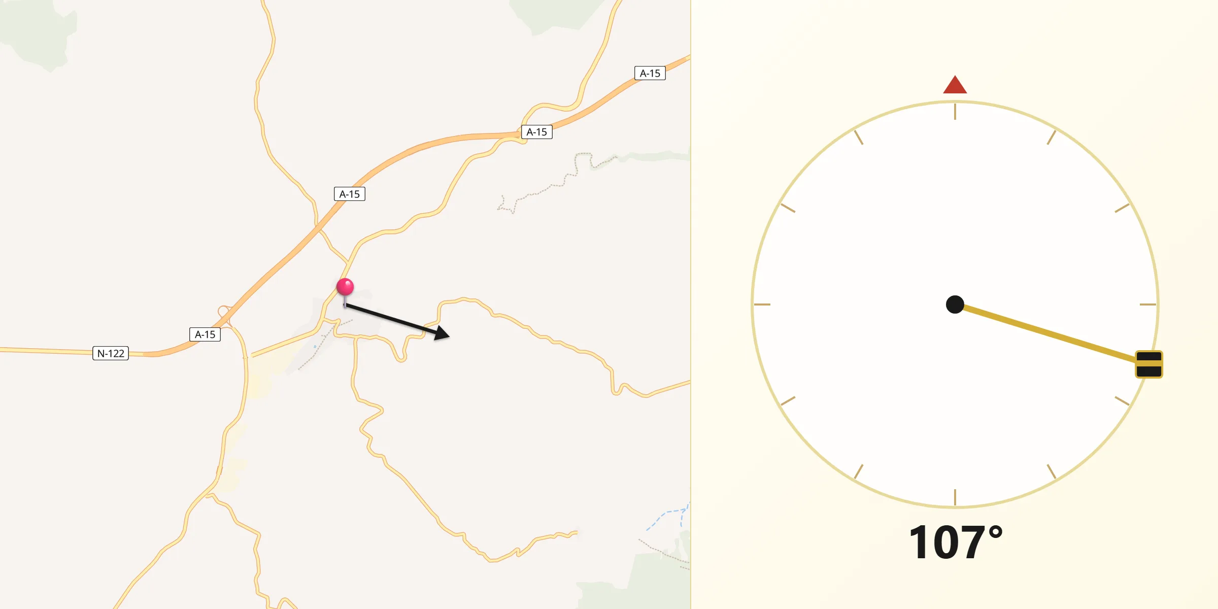 Dirección de la Qibla desde Ágreda