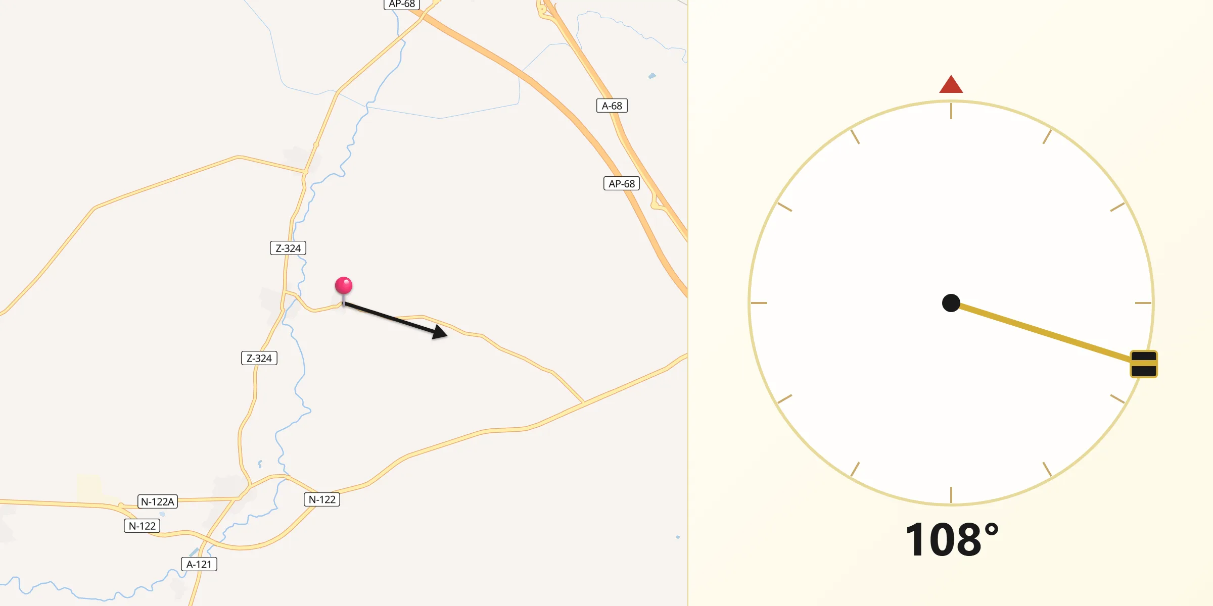 Dirección de la Qibla desde Bisimbre