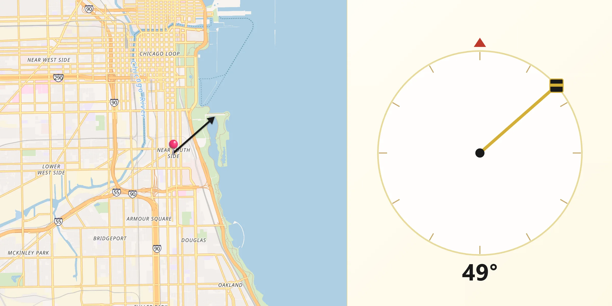 Qibla Direction from Near South Side