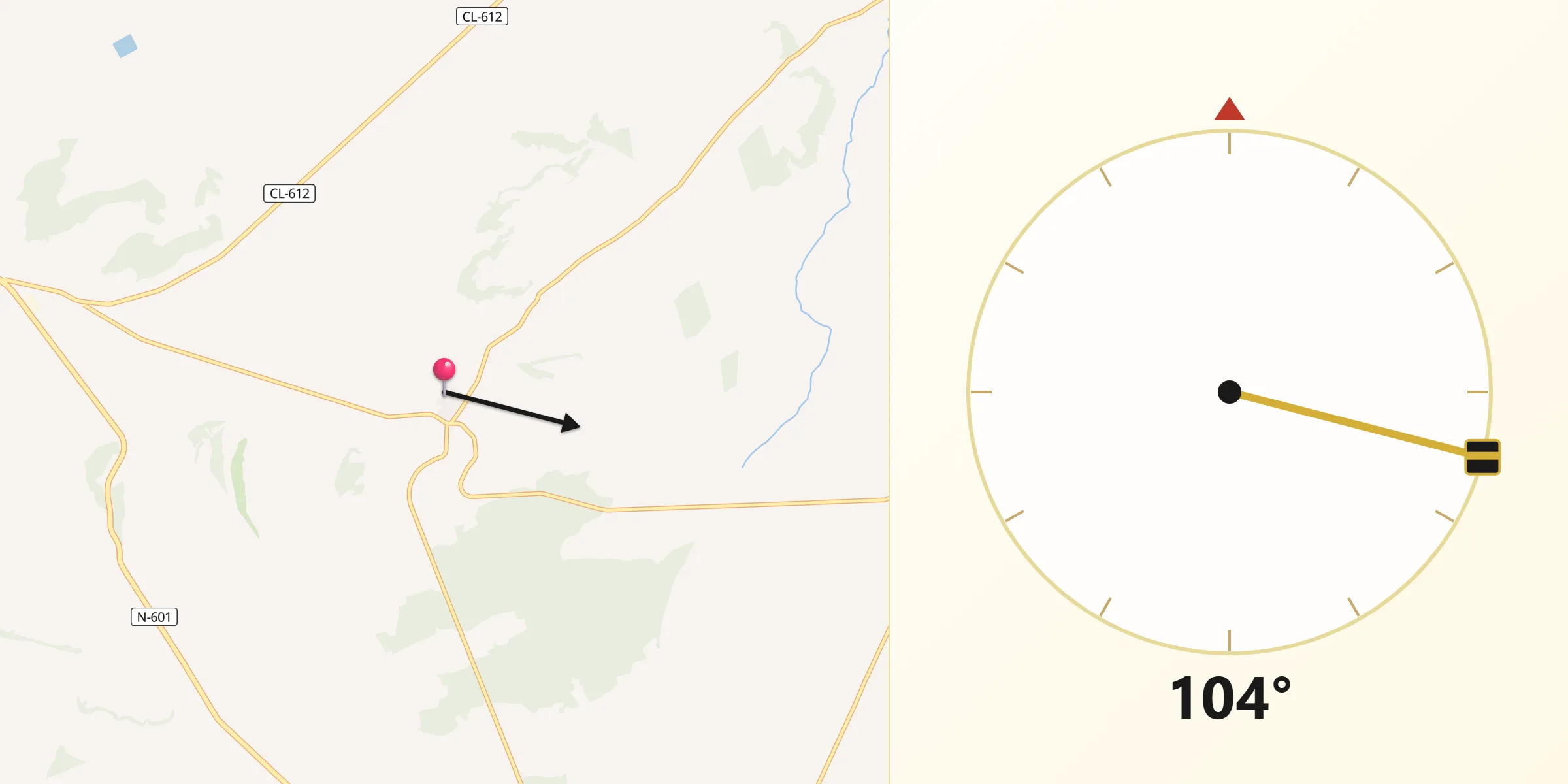Dirección de la Qibla desde Valdenebro de los Valles