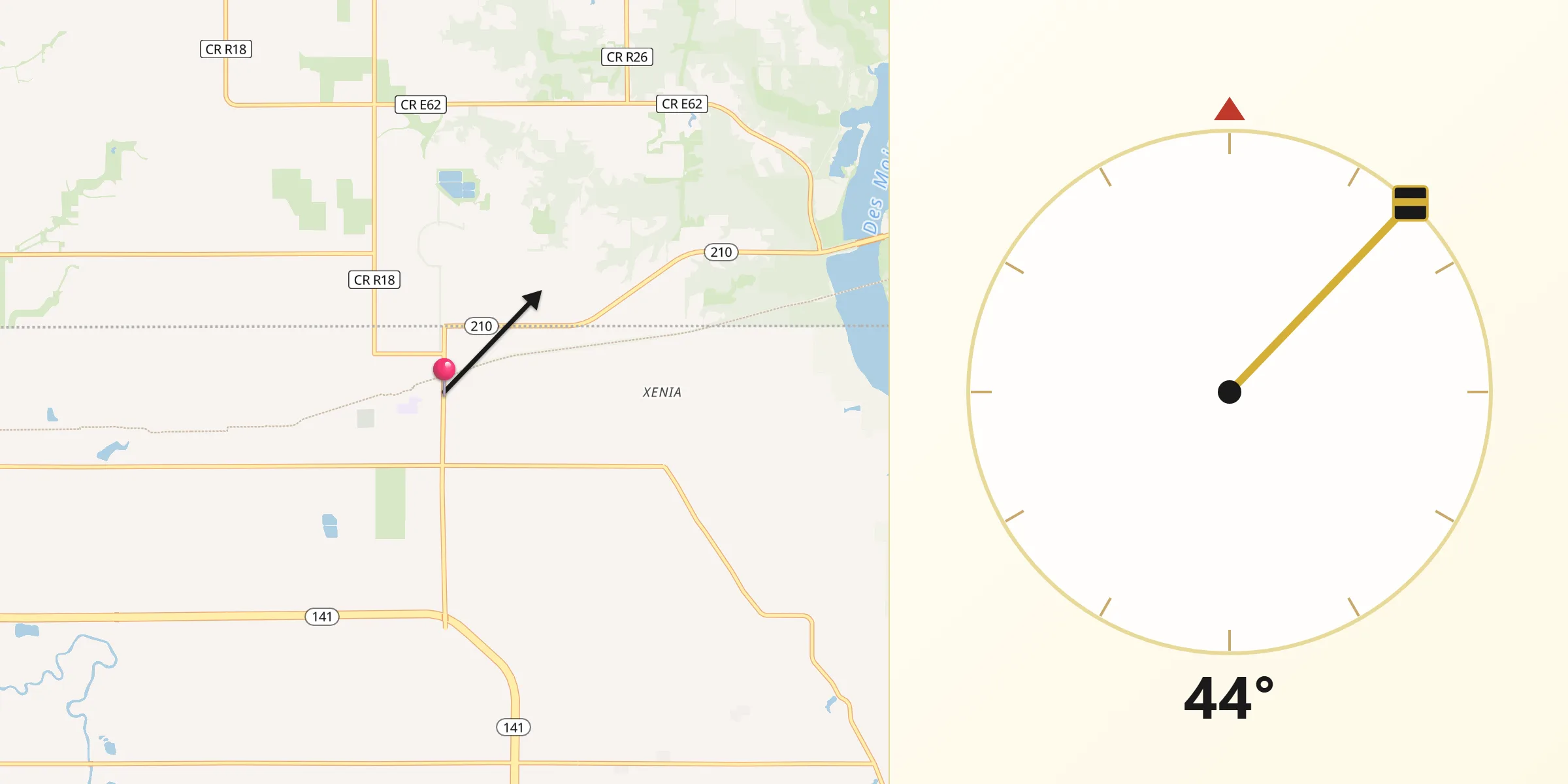 Qibla Direction from Woodward