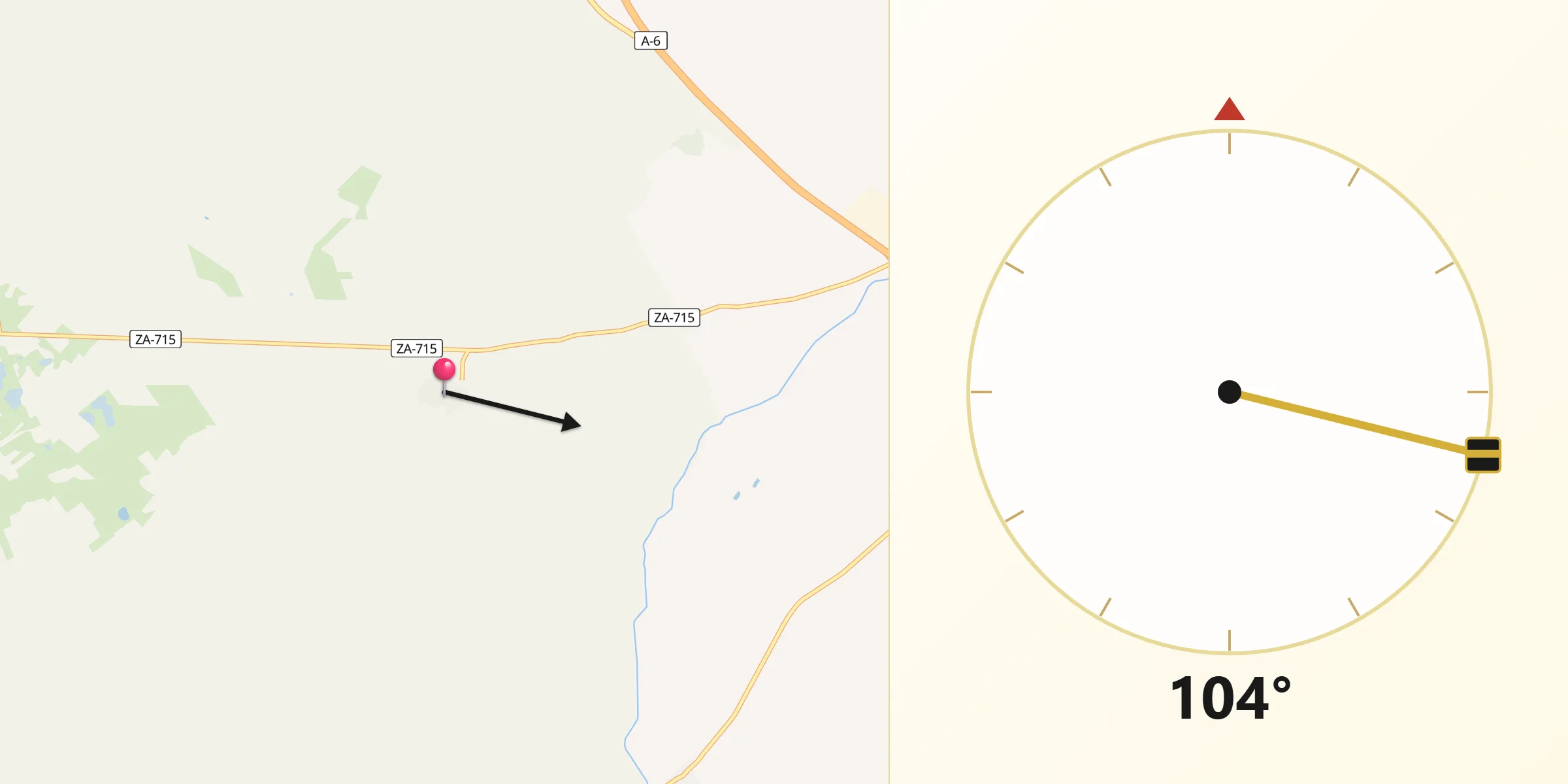 Dirección de la Qibla desde Tapioles