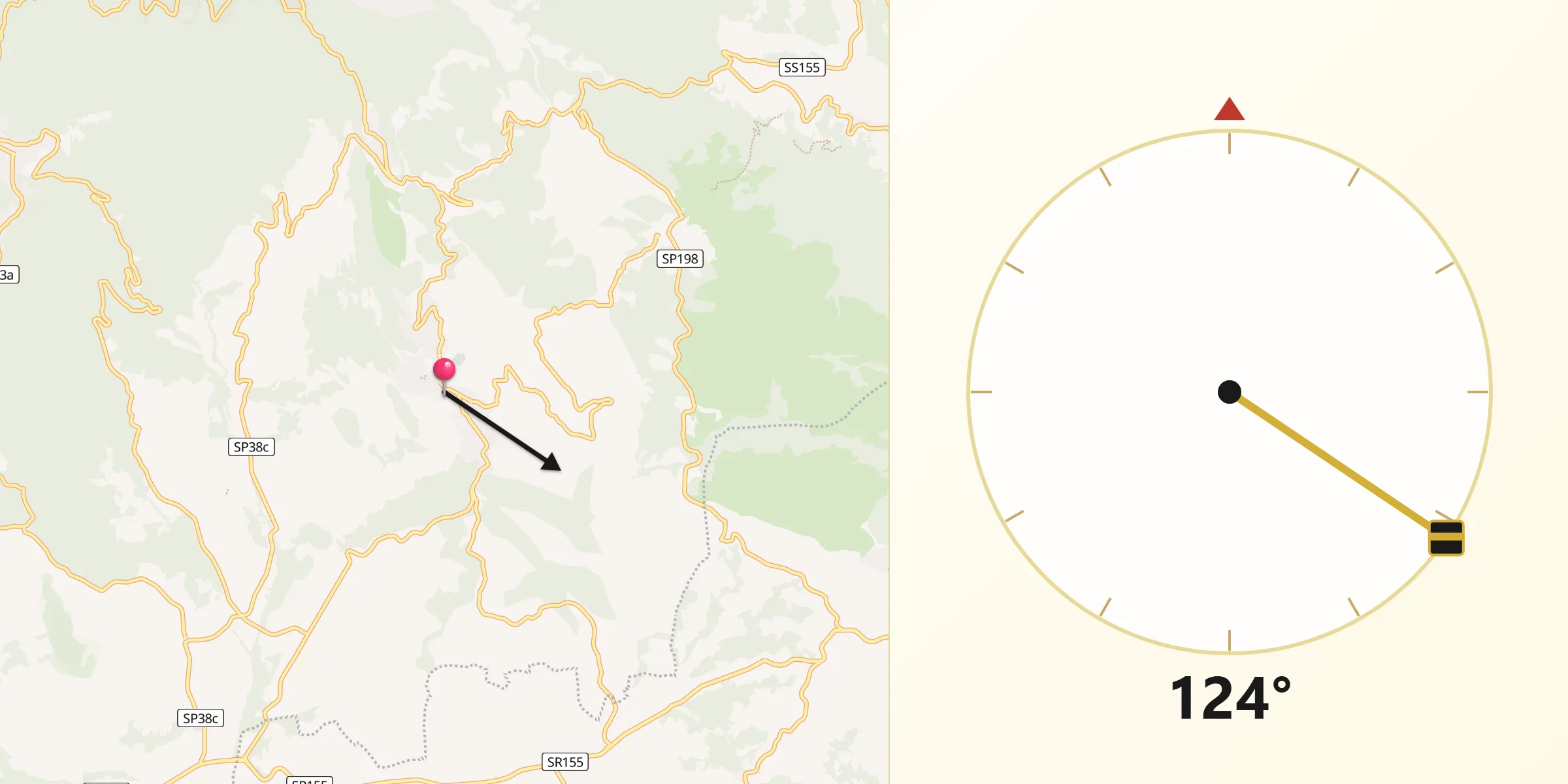 Direzione della Qibla da Olevano Romano