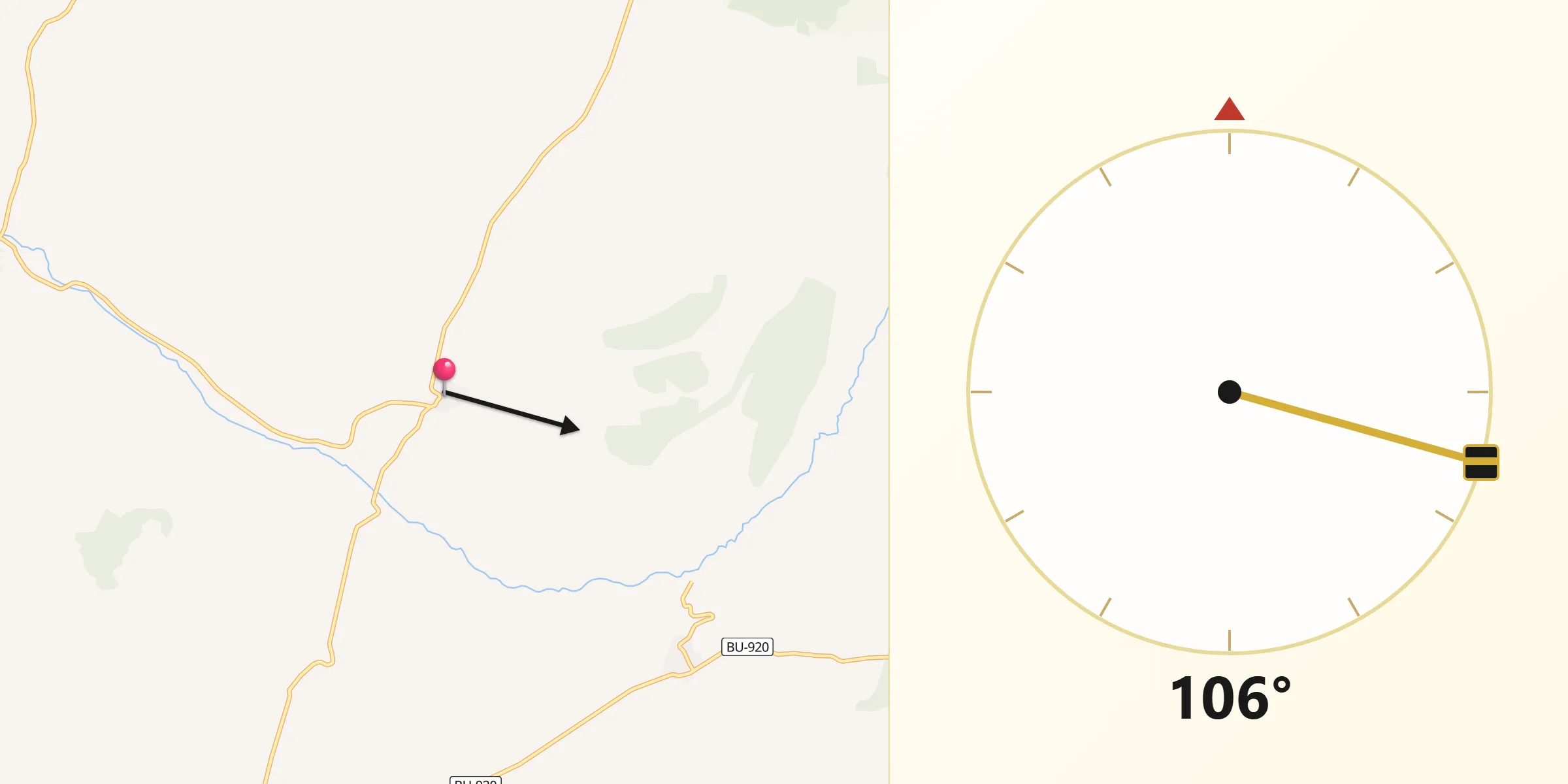 Dirección de la Qibla desde Santa María del Mercadillo