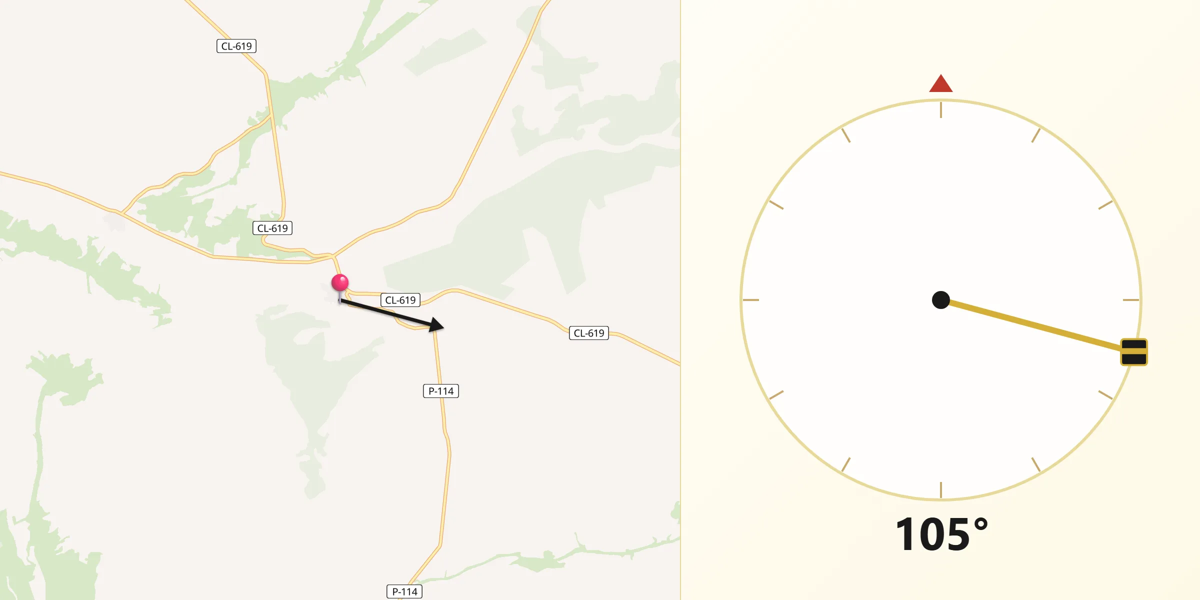 Dirección de la Qibla desde Cevico Navero