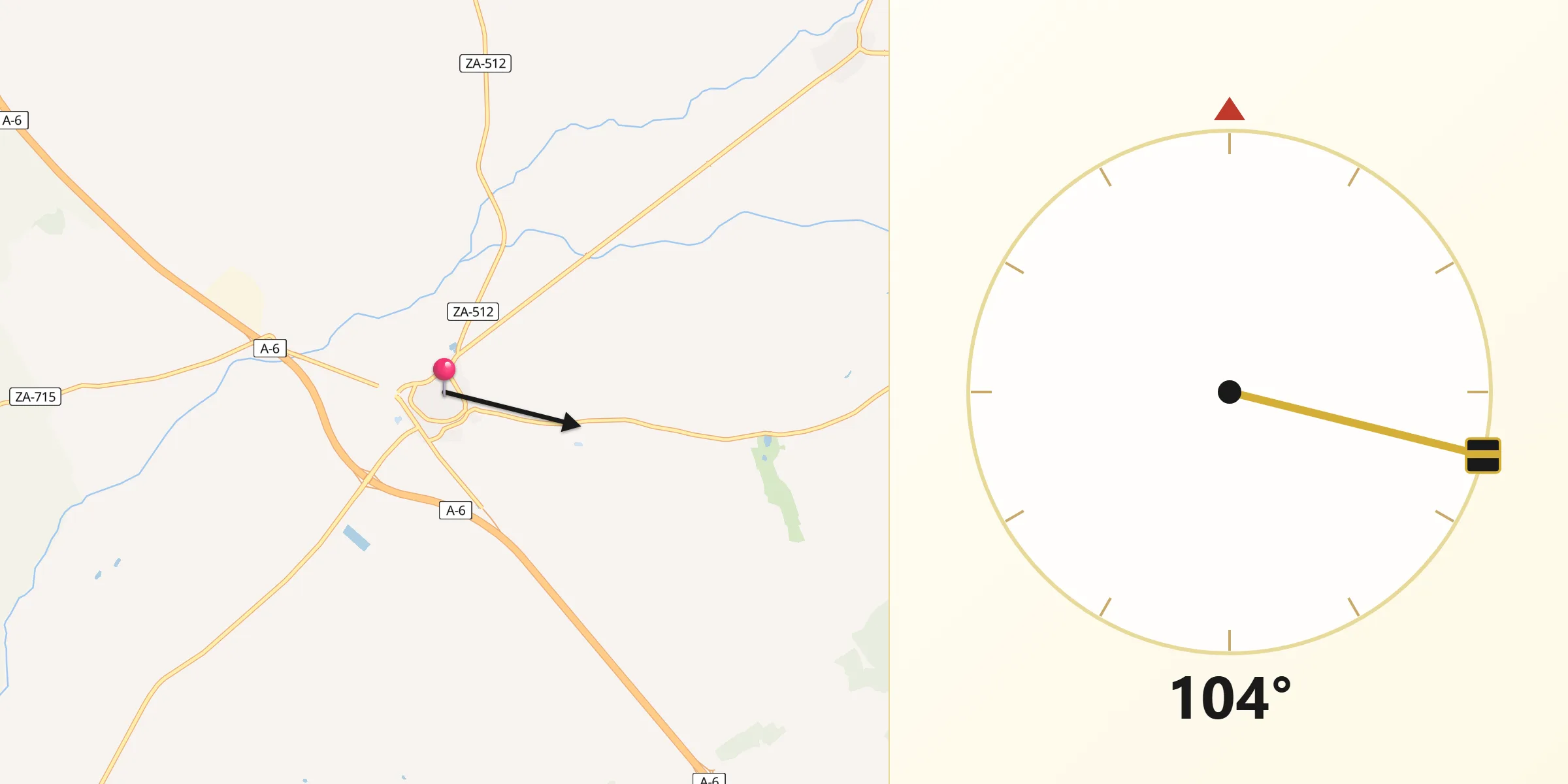 Dirección de la Qibla desde Villalpando