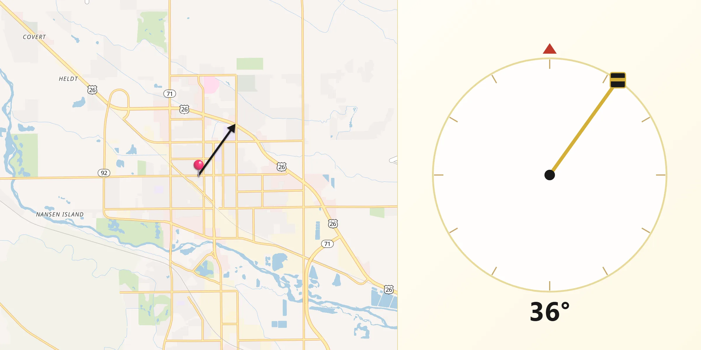 Qibla Direction from Scottsbluff