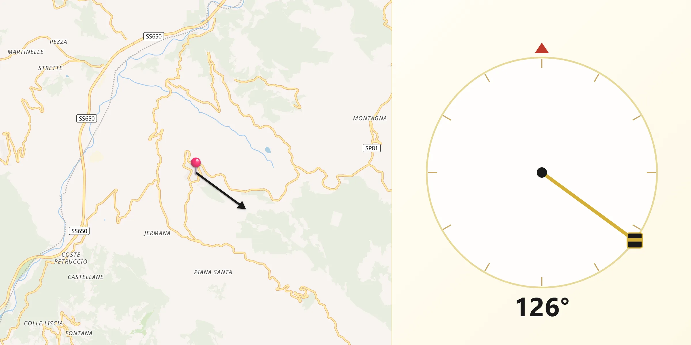 Direzione della Qibla da Montefalcone nel Sannio