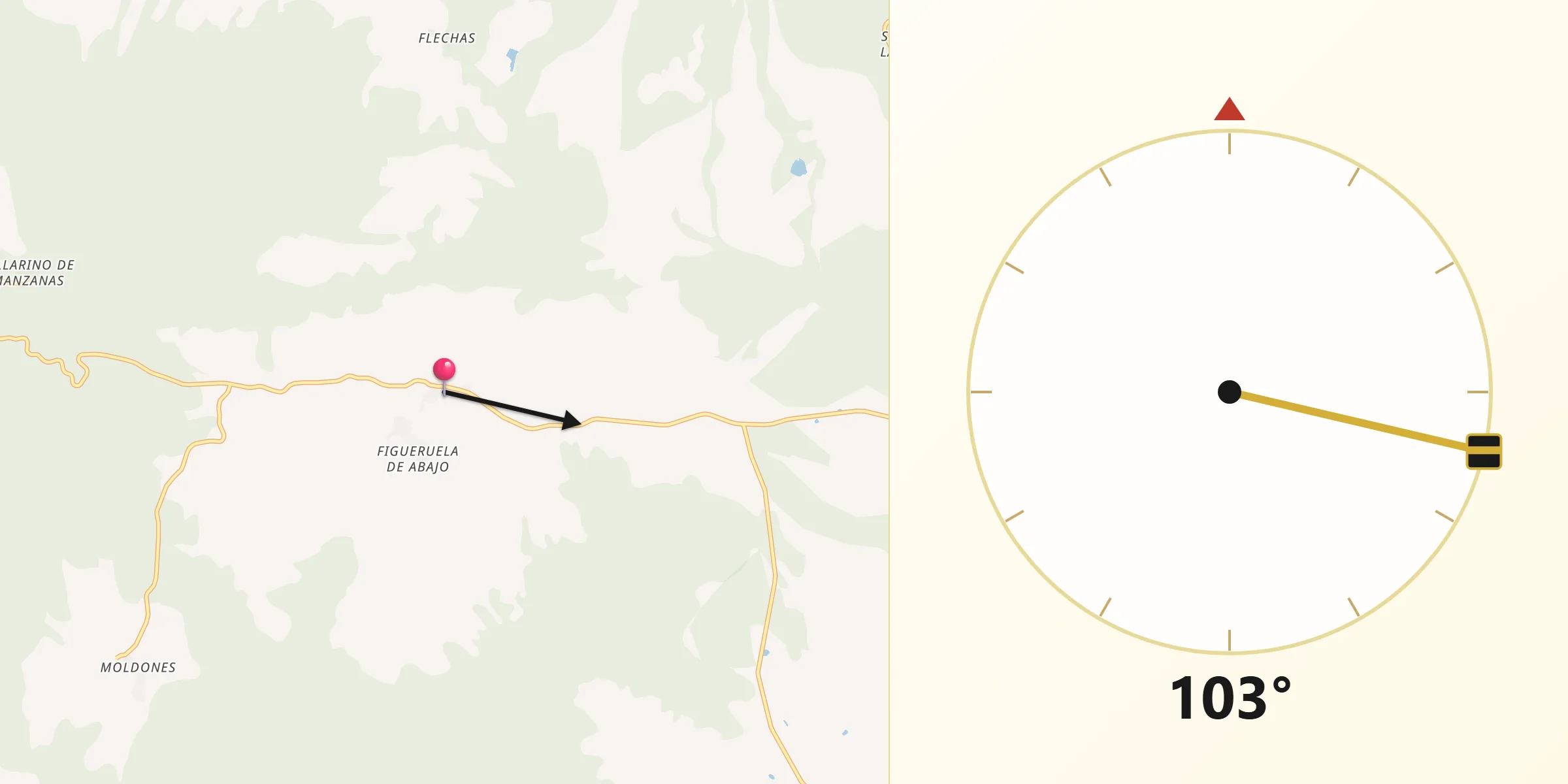 Dirección de la Qibla desde Figueruela de Arriba