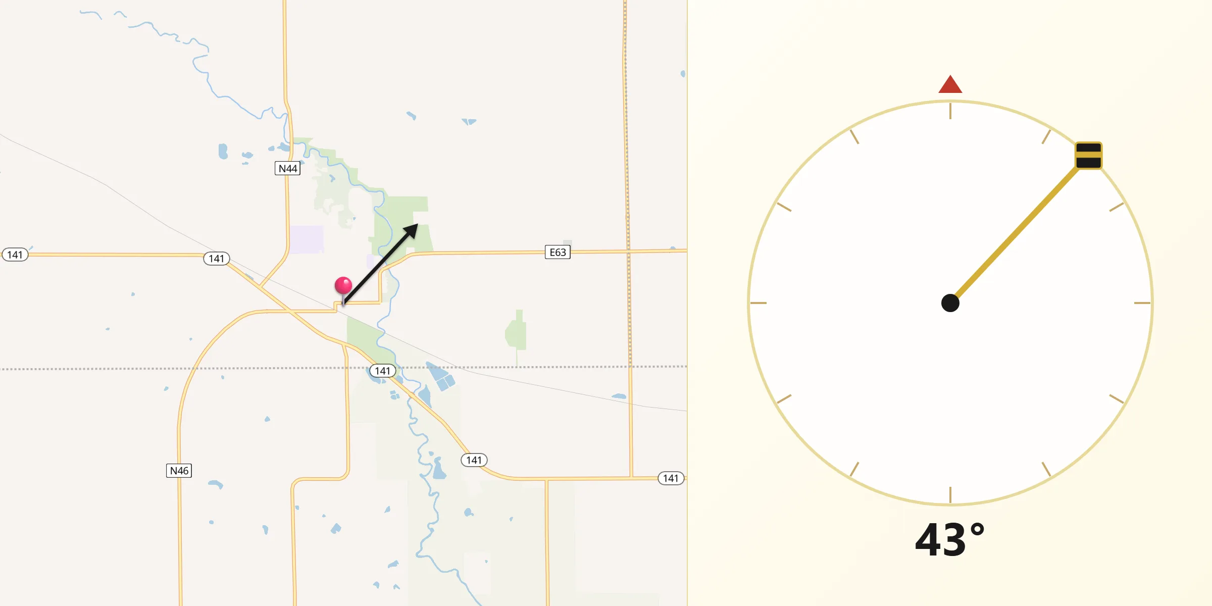 Qibla Direction from Coon Rapids