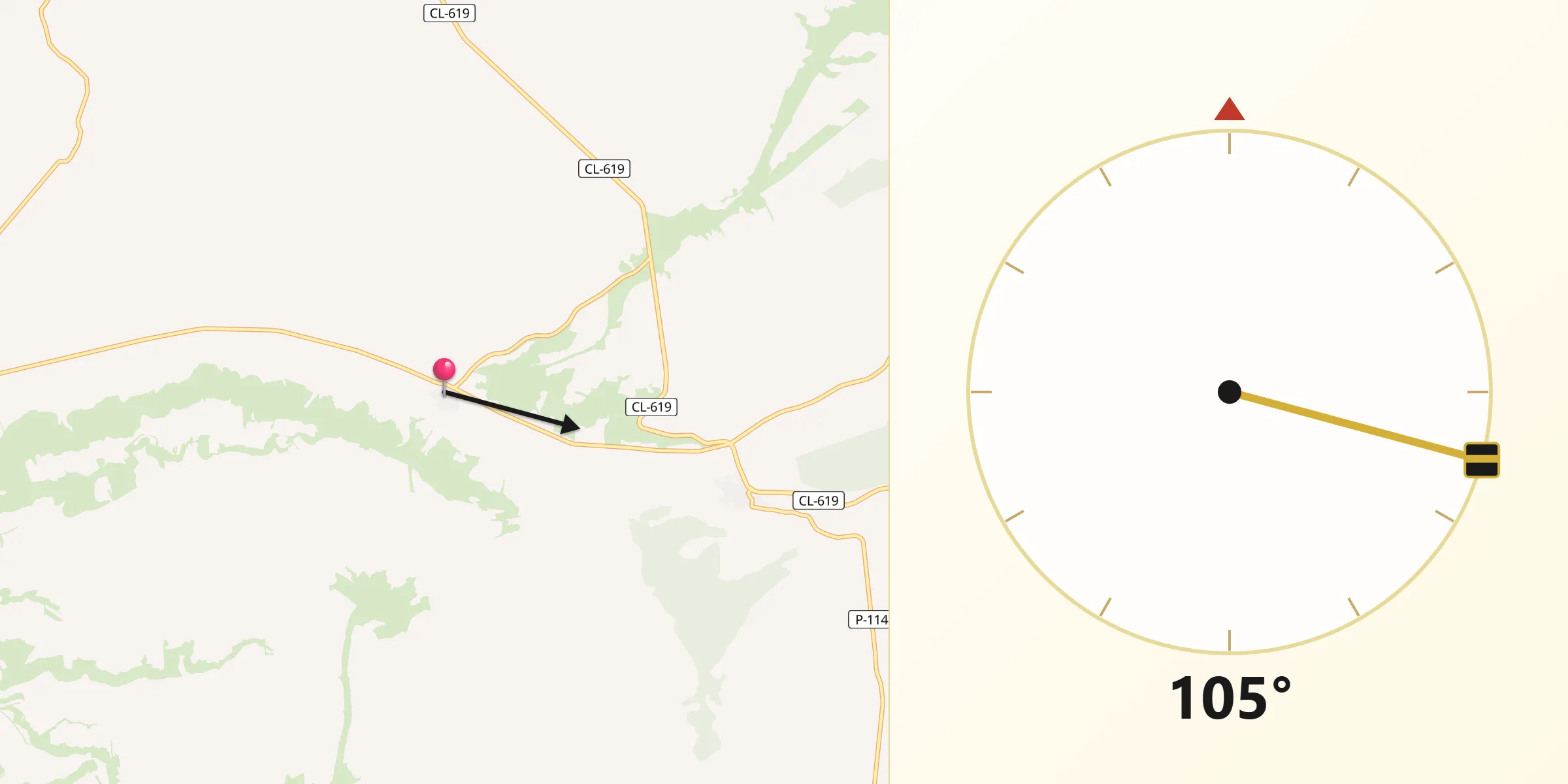 Dirección de la Qibla desde Villaconancio
