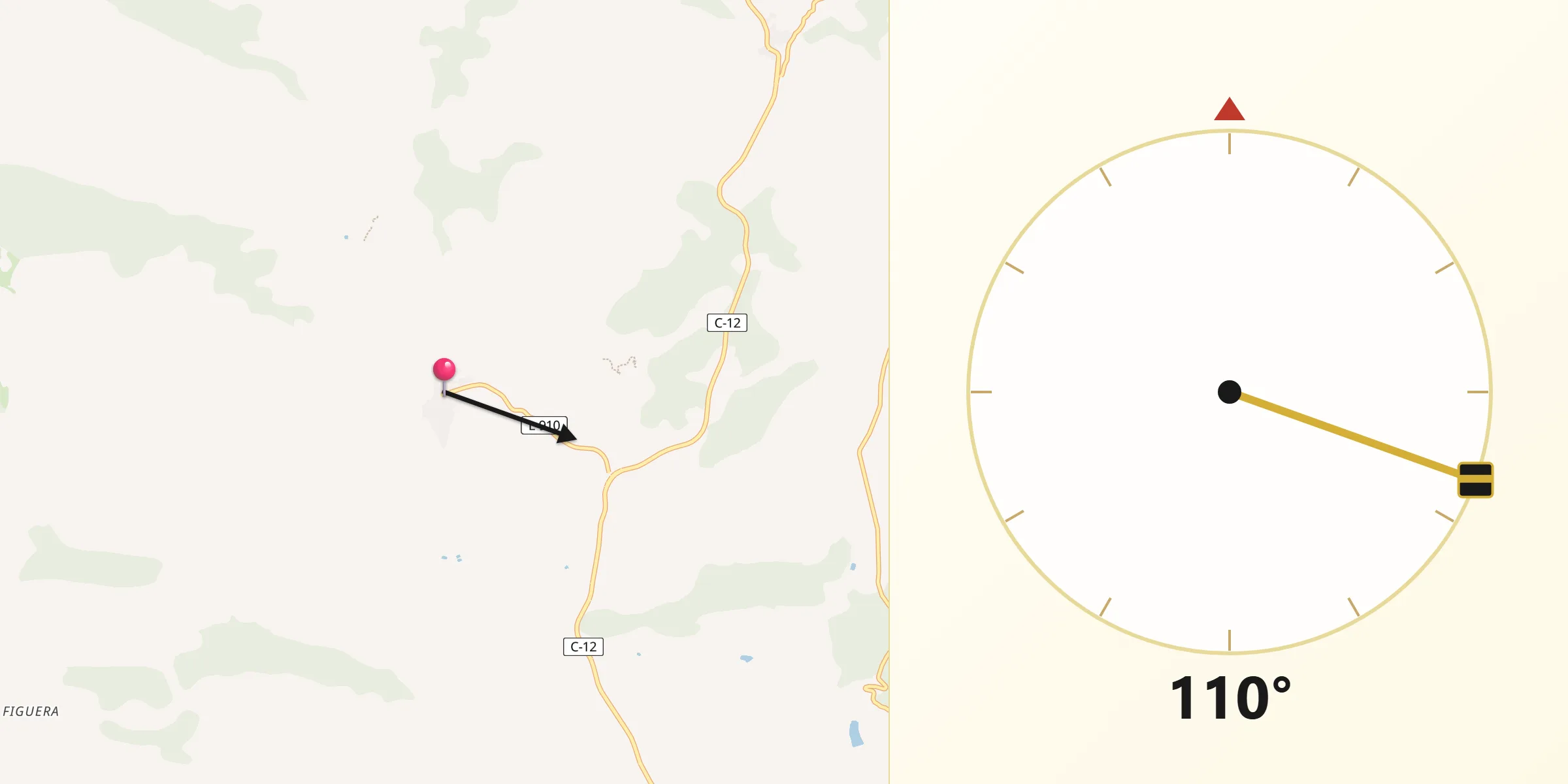 Dirección de la Qibla desde Os de Balaguer