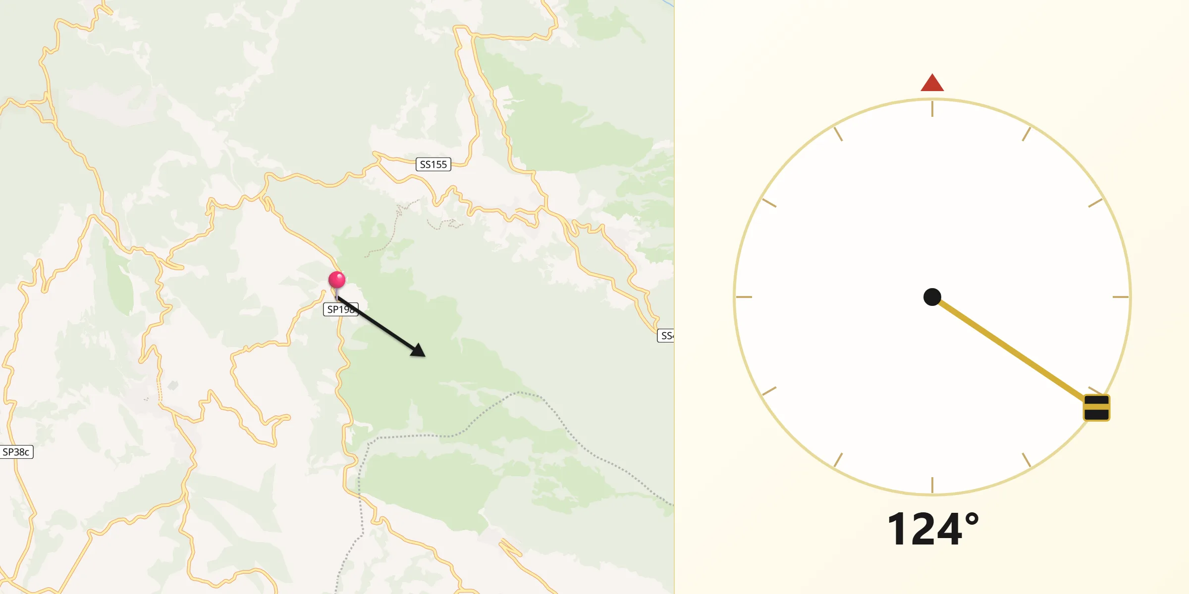 Direzione della Qibla da Roiate