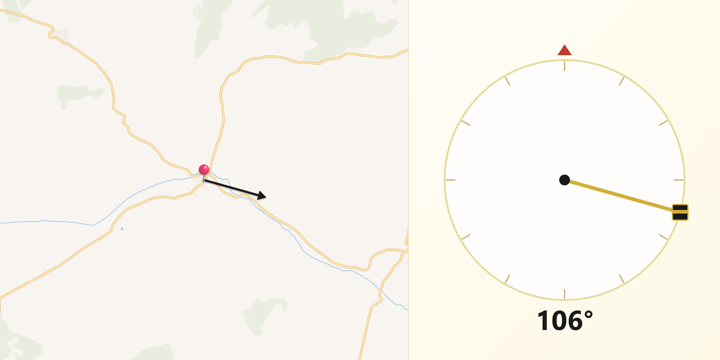 Dirección de la Qibla desde Pinilla Trasmonte