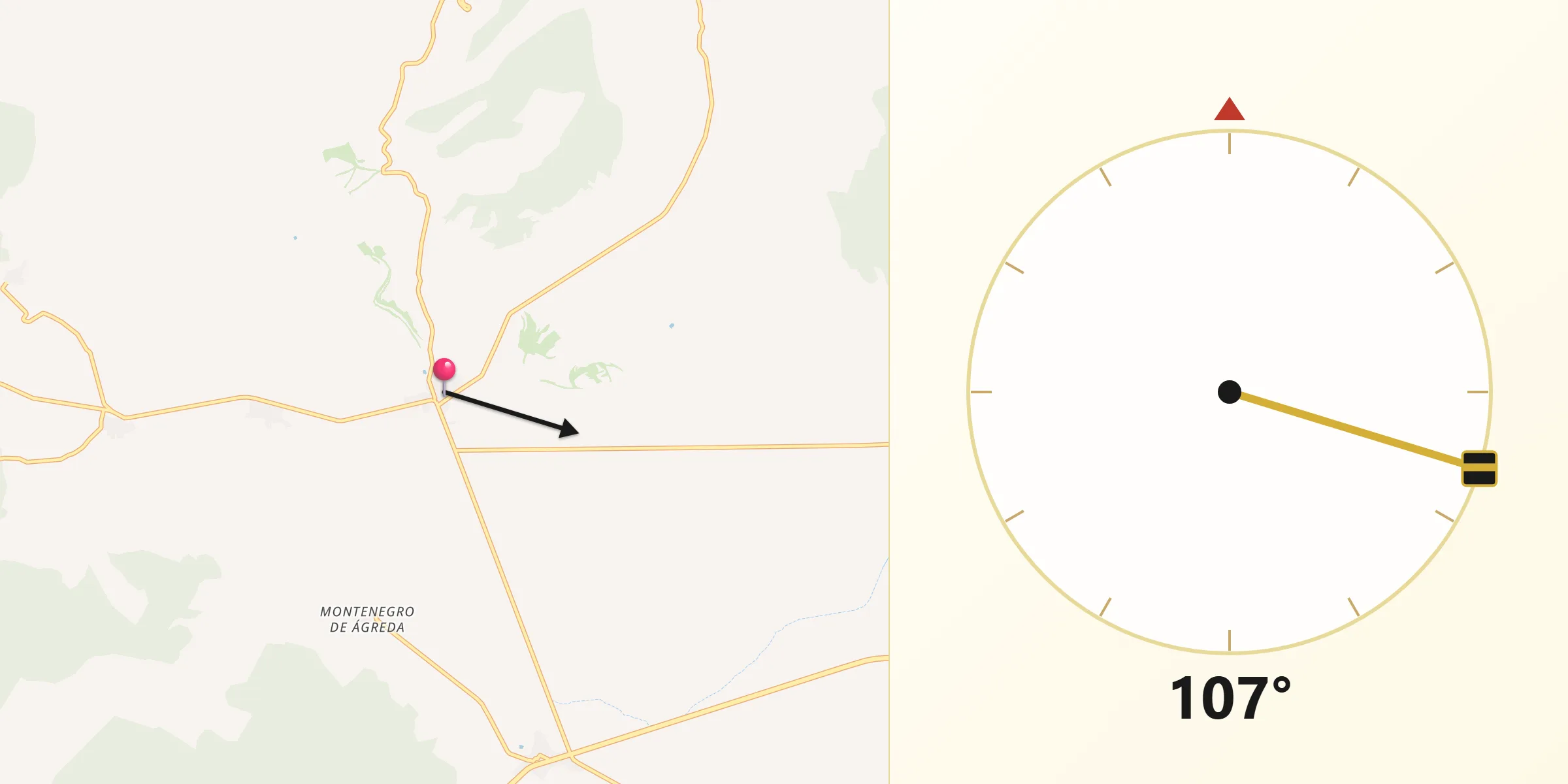 Dirección de la Qibla desde Castilruiz