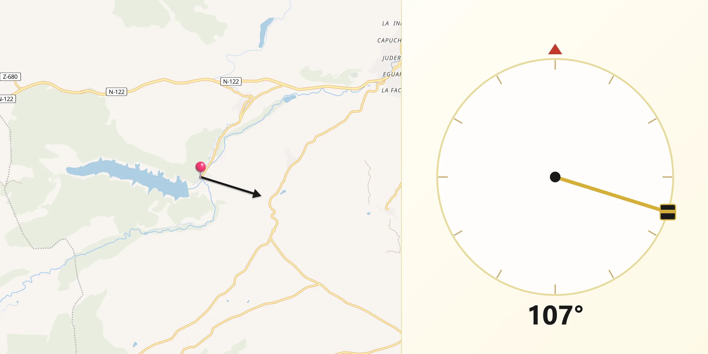 Dirección de la Qibla desde Fayos Los