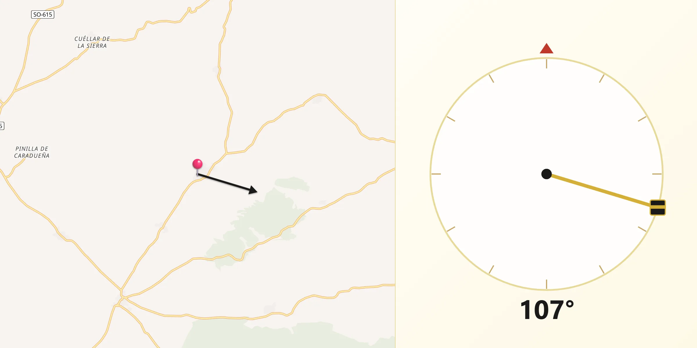 Dirección de la Qibla desde Aldealseñor