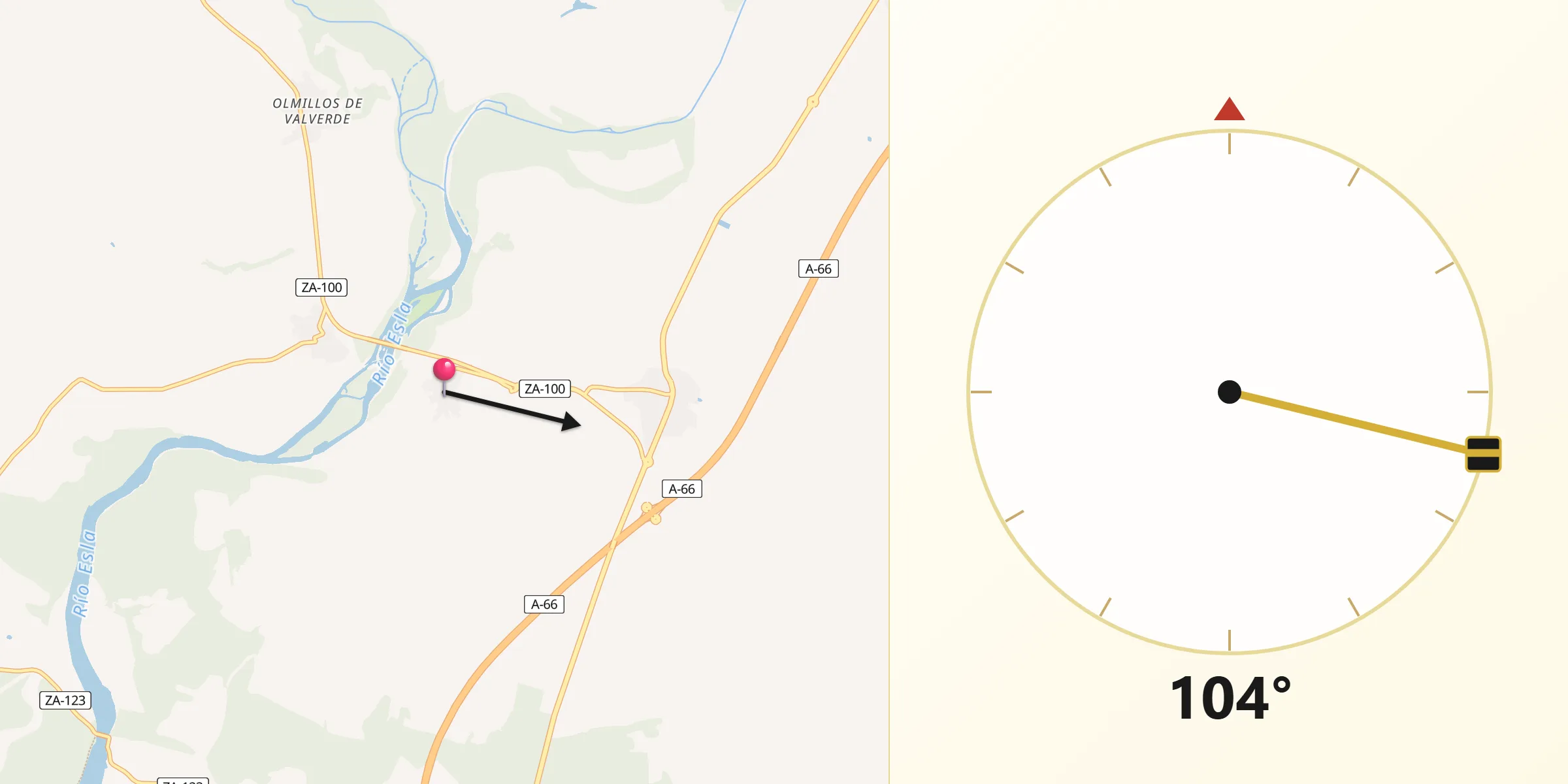 Dirección de la Qibla desde Bretó
