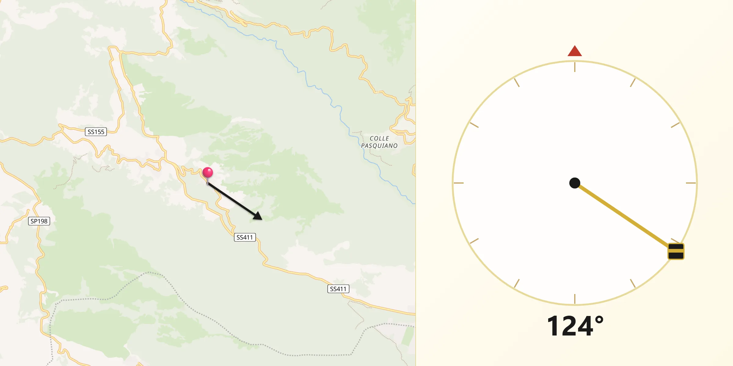 Direzione della Qibla da Arcinazzo Romano