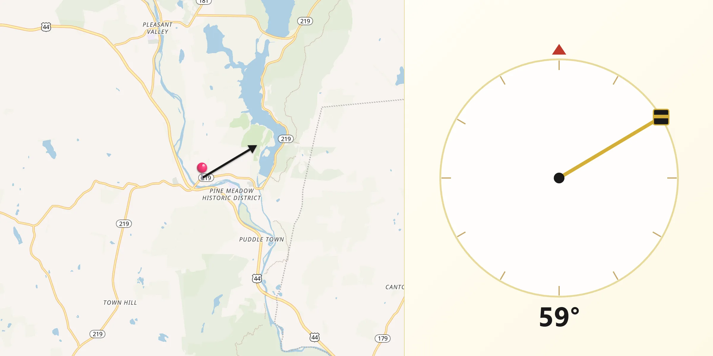 Qibla Direction from New Hartford Center