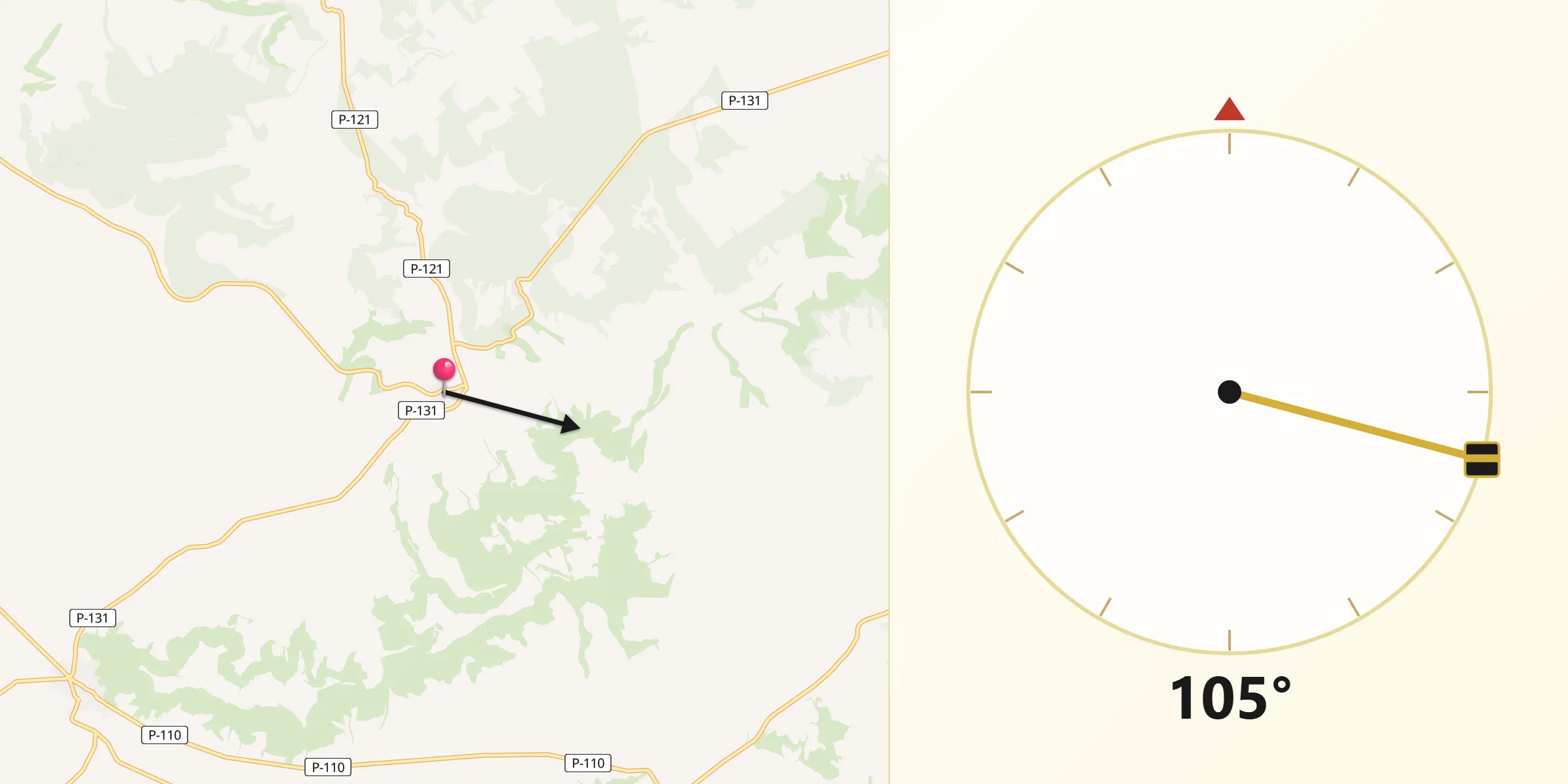 Dirección de la Qibla desde Valle de Cerrato