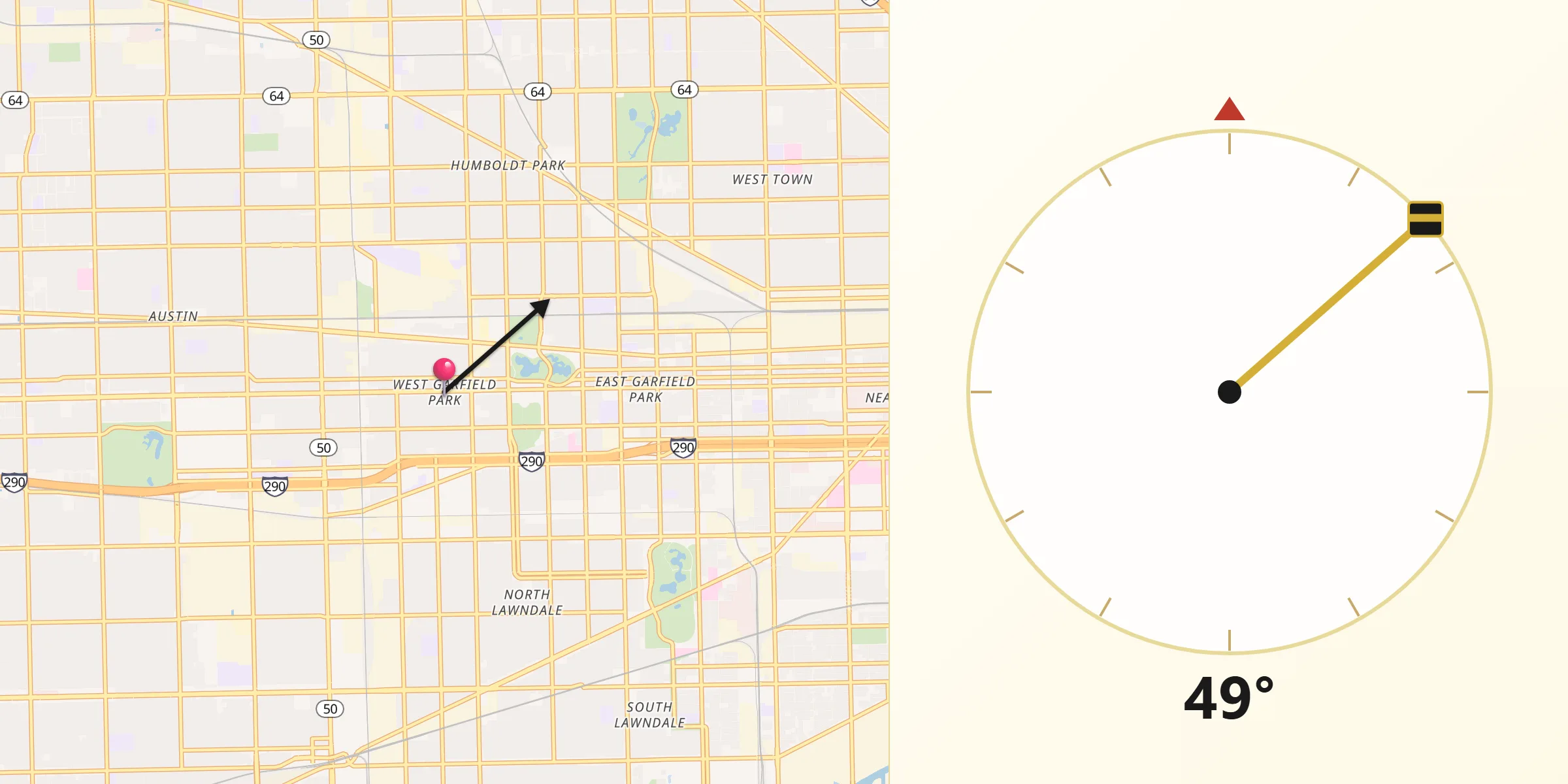 Qibla Direction from West Garfield Park