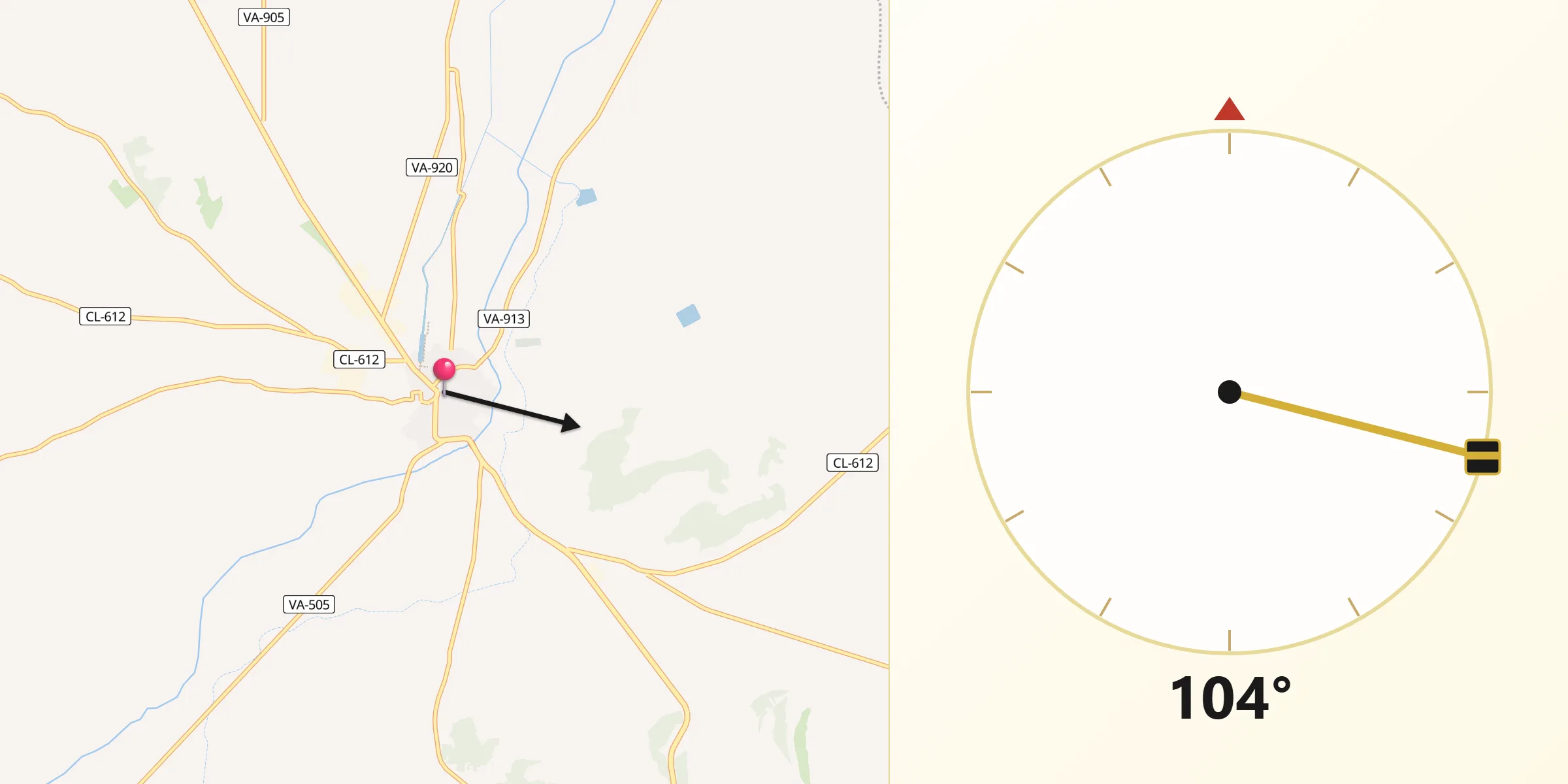 Dirección de la Qibla desde Medina de Ríoseco