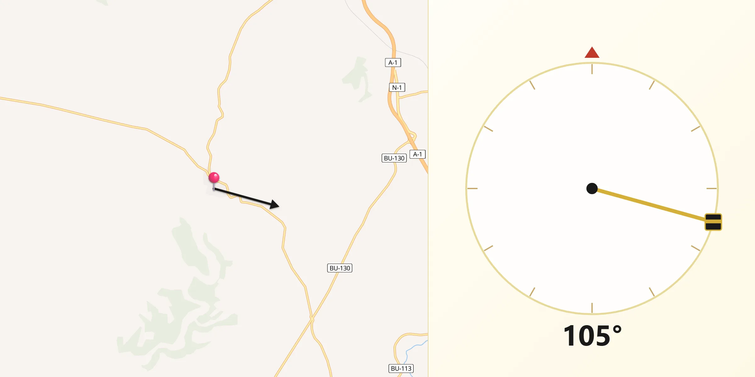 Dirección de la Qibla desde Cilleruelo de Abajo