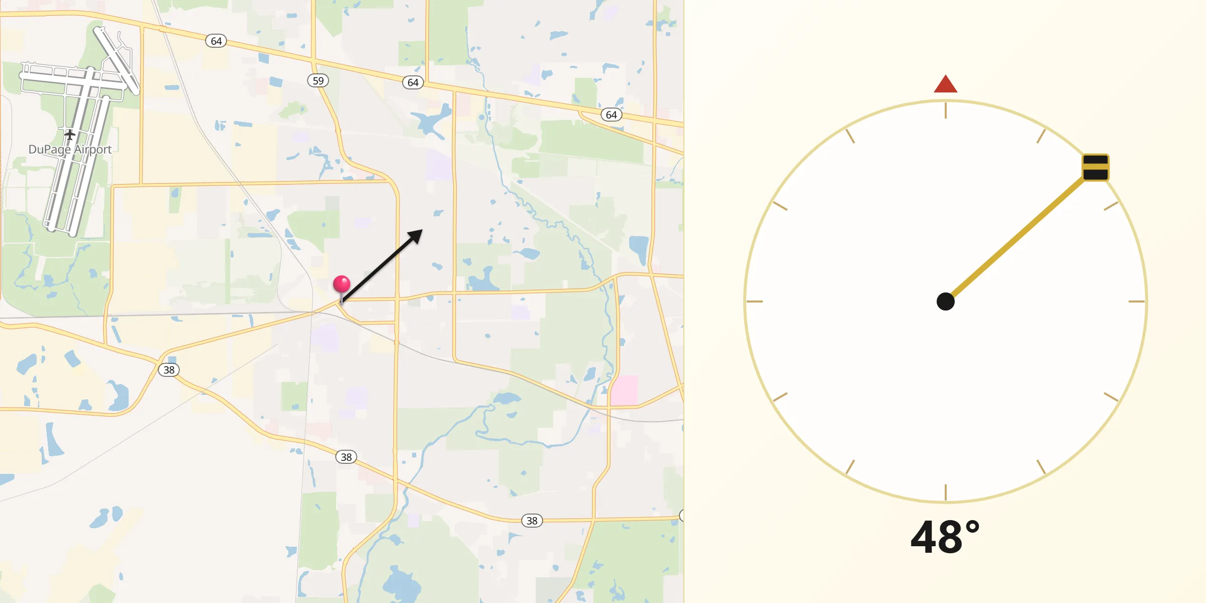Qibla Direction from West Chicago