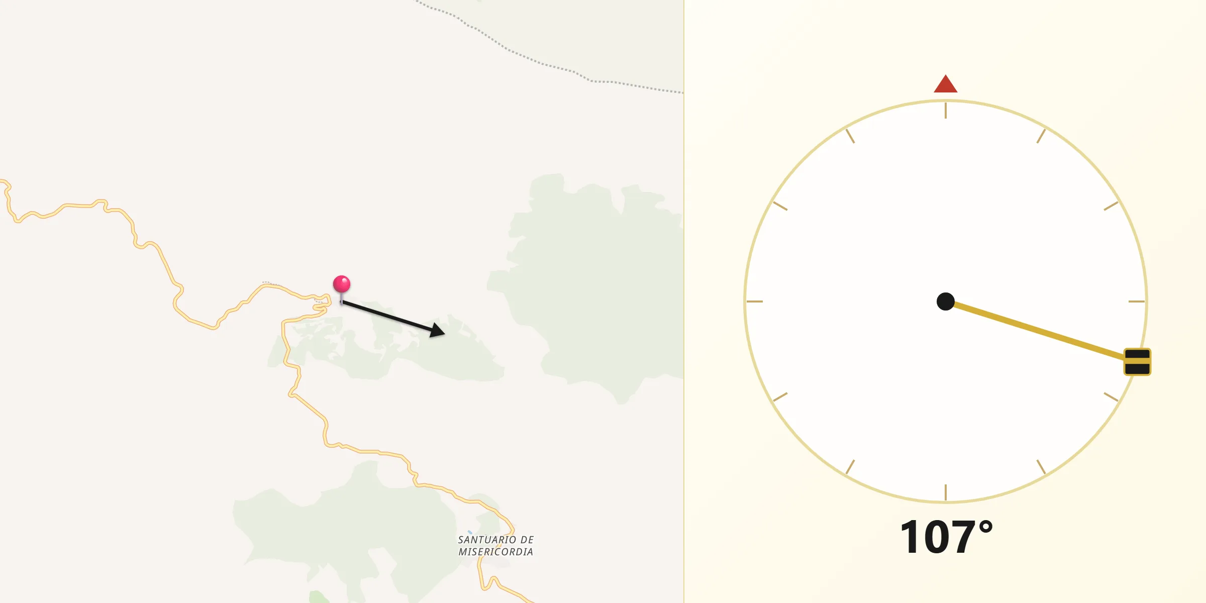 Dirección de la Qibla desde El Buste