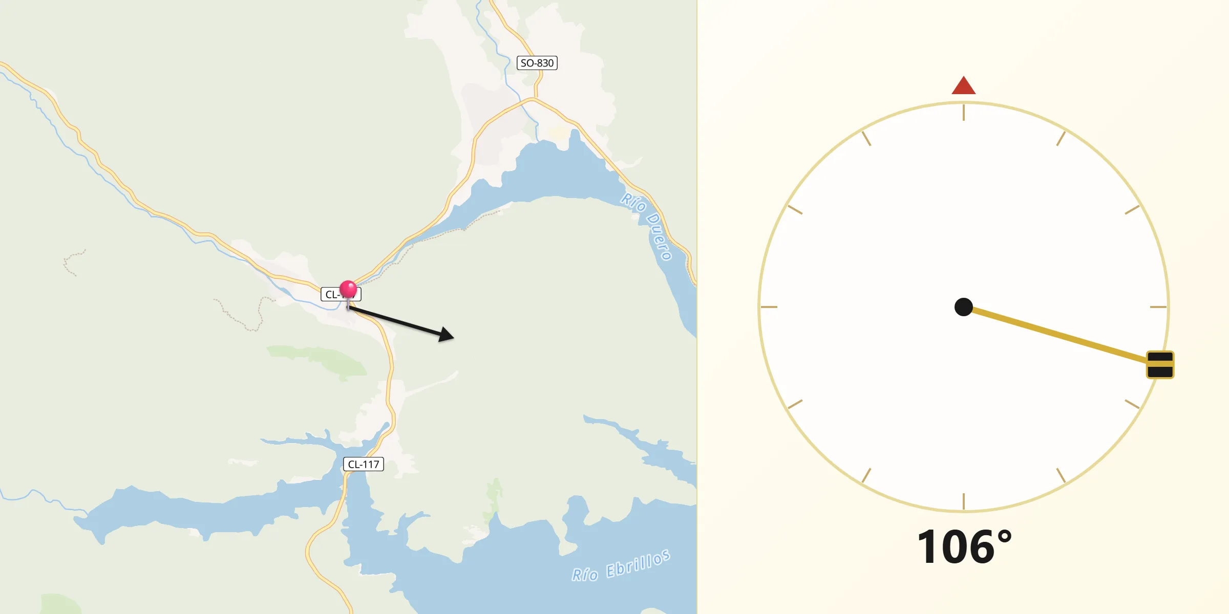 Dirección de la Qibla desde Molinos de Duero