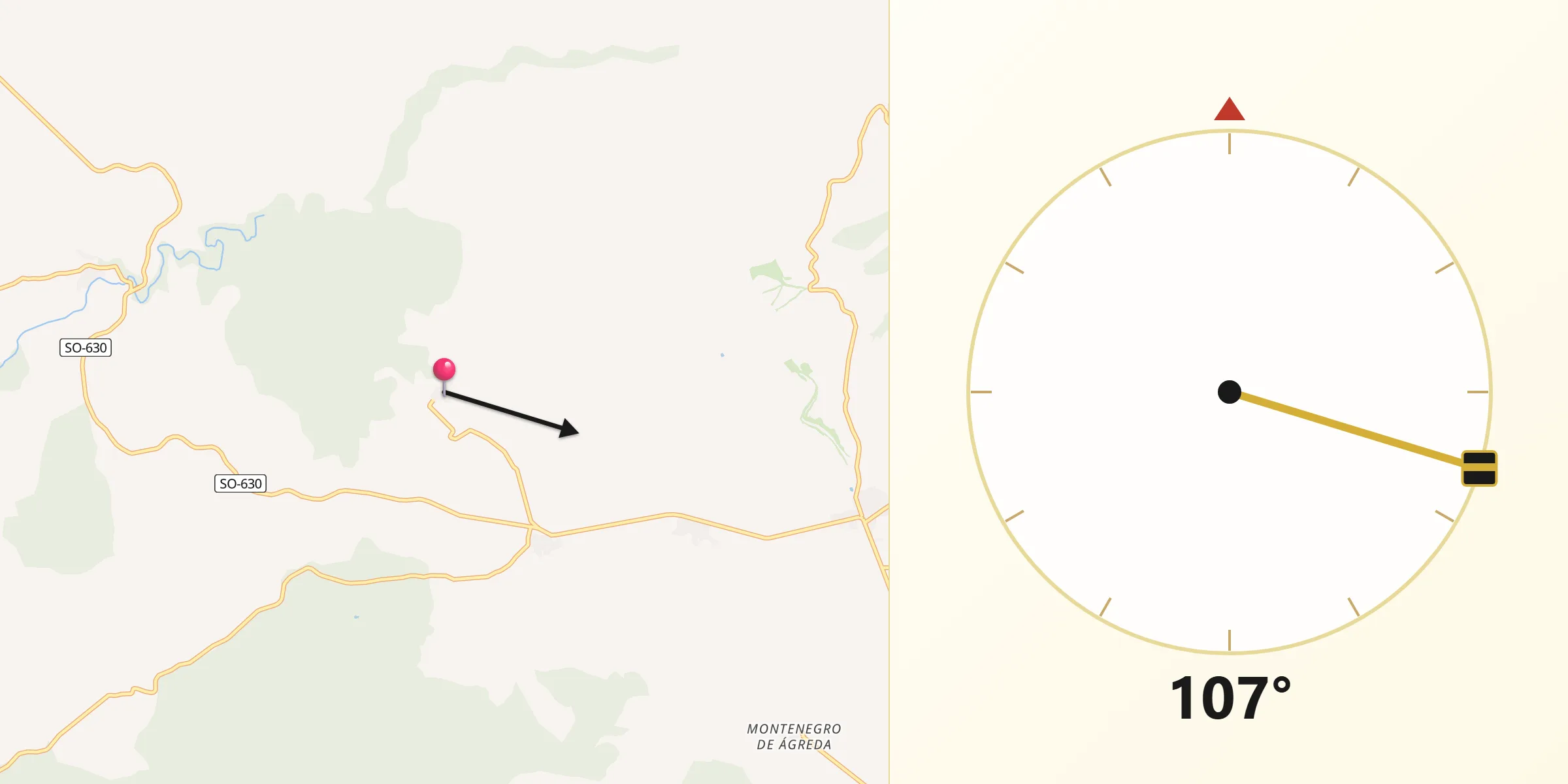 Dirección de la Qibla desde Valdelagua del Cerro
