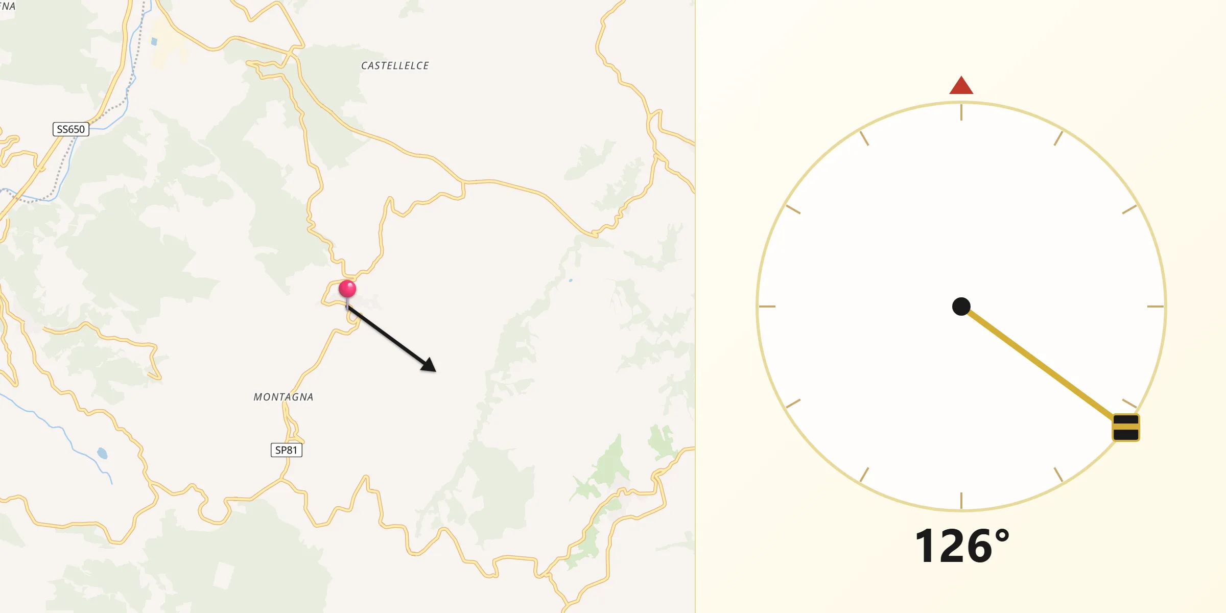 Direzione della Qibla da San Felice del Molise