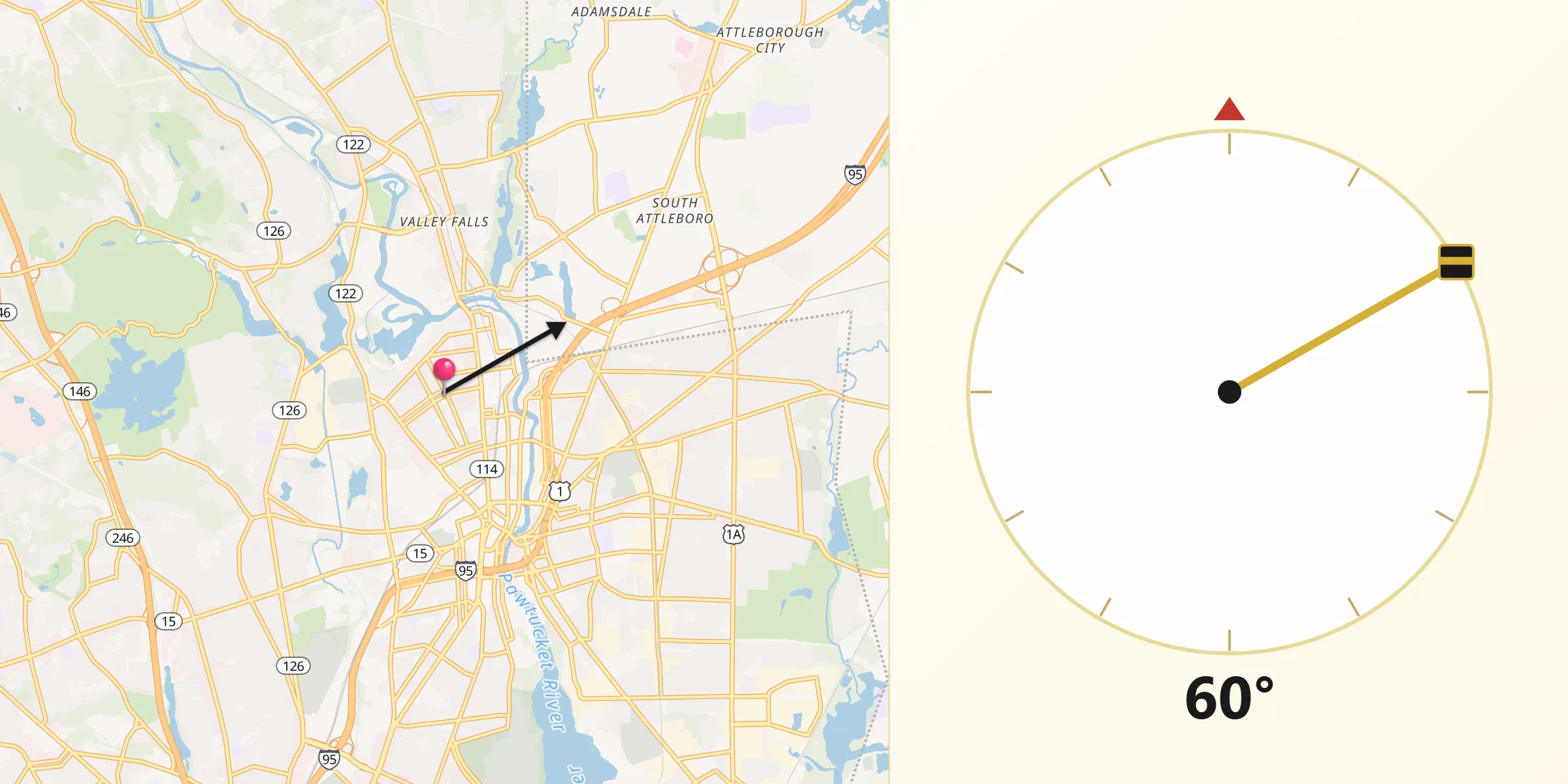 Qibla Direction from Central Falls