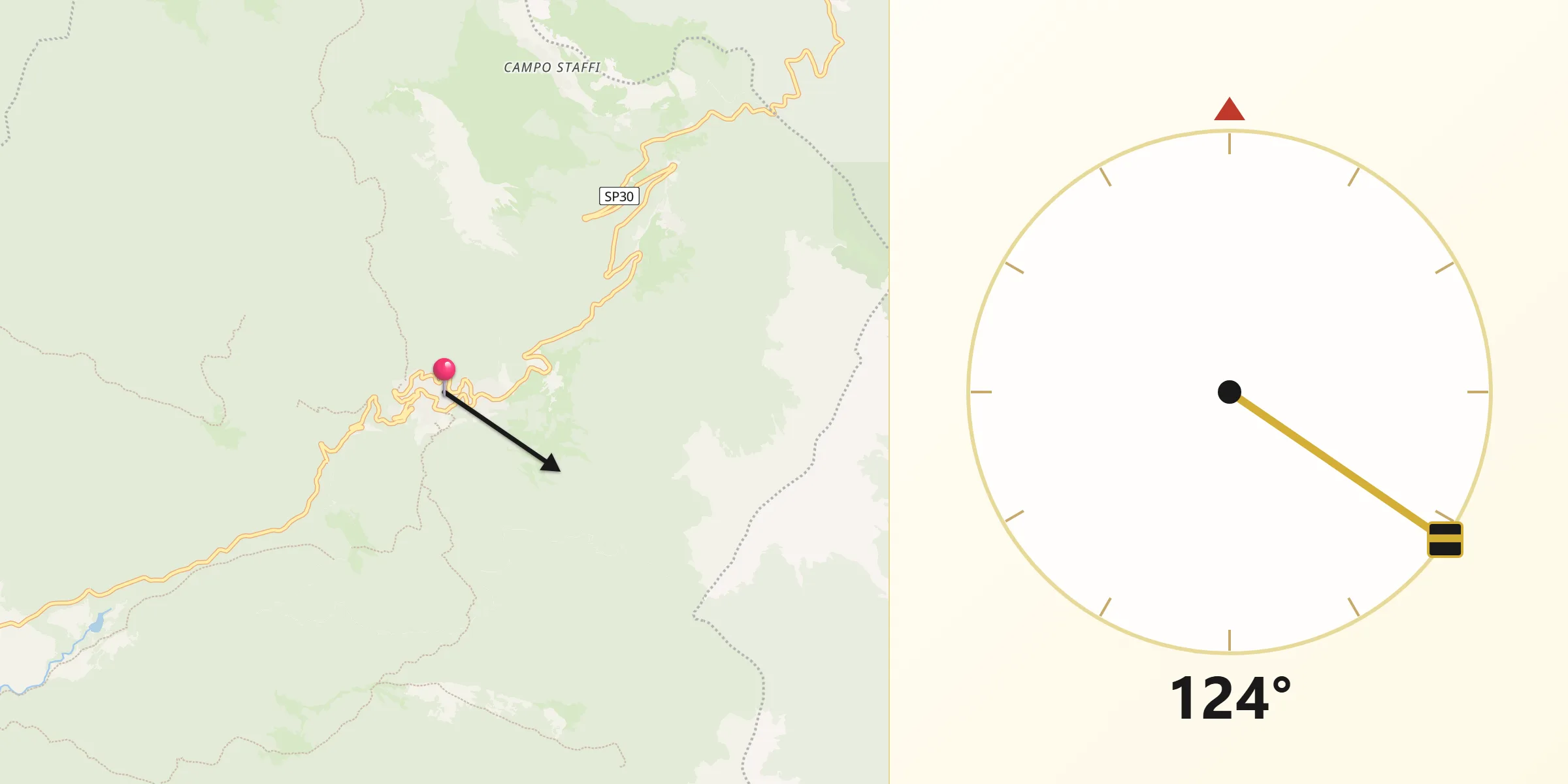 Direzione della Qibla da Filettino