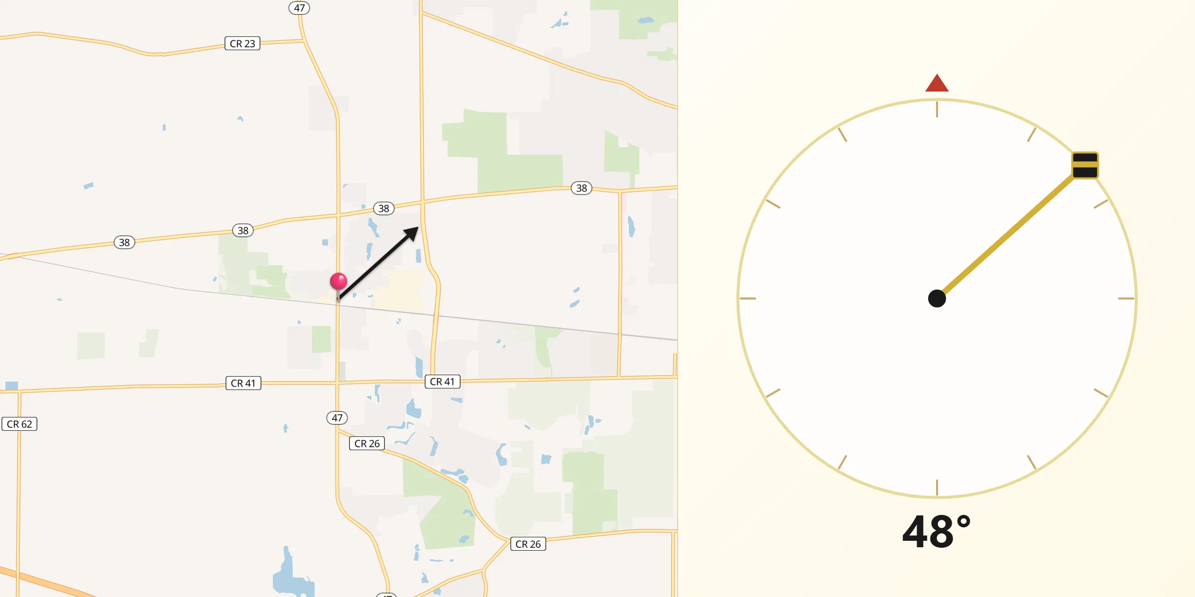 Qibla Direction from Elburn