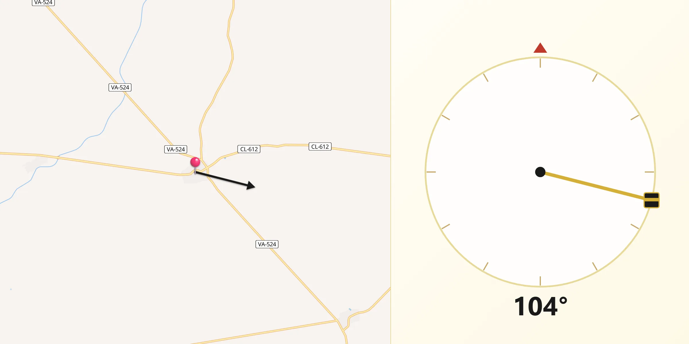 Dirección de la Qibla desde Villafrechós
