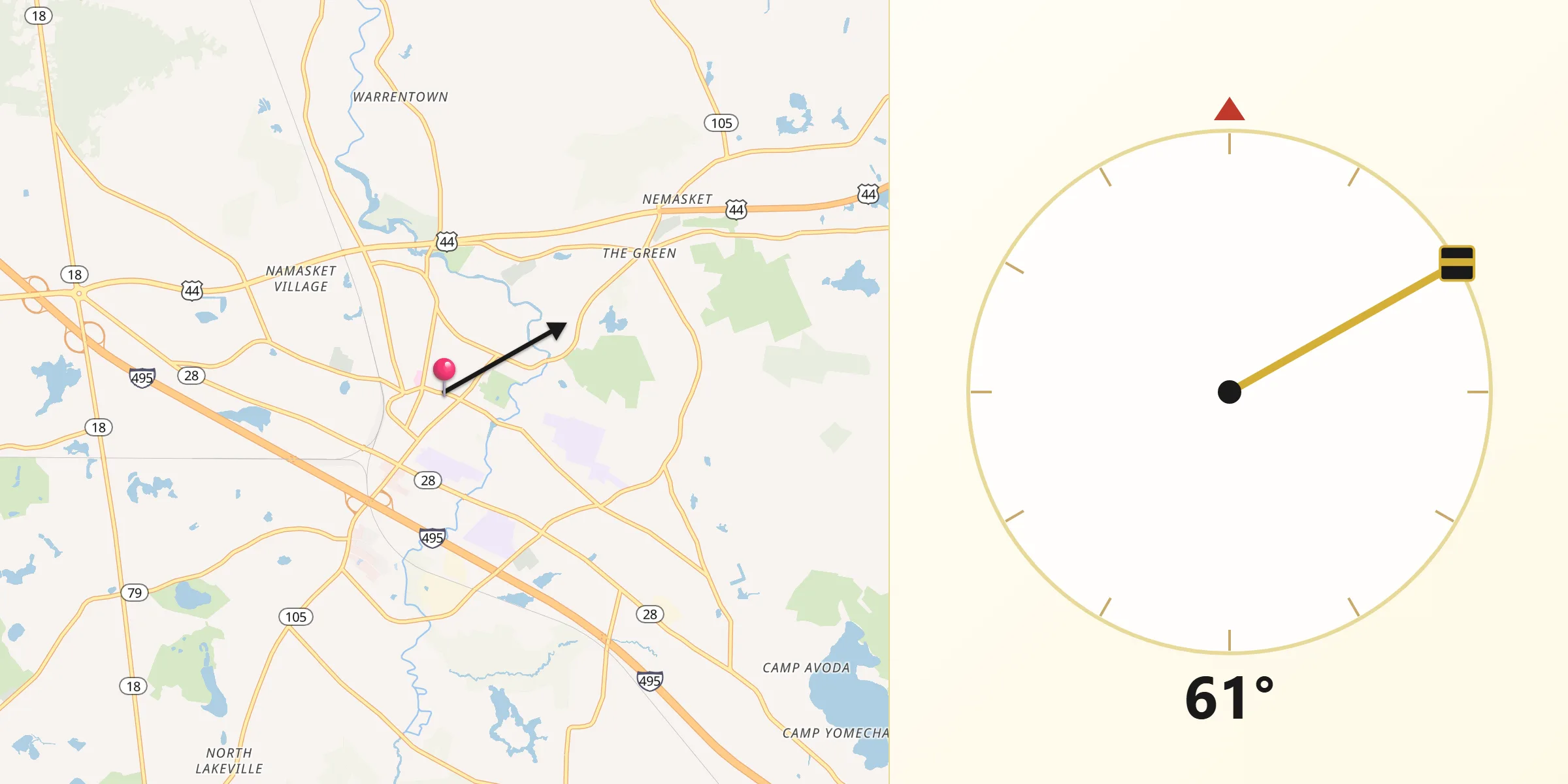 Qibla Direction from Middleboro