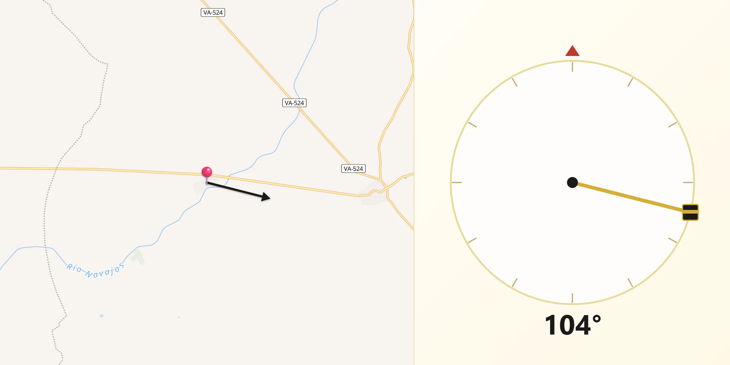 Dirección de la Qibla desde Santa Eufemia del Arroyo