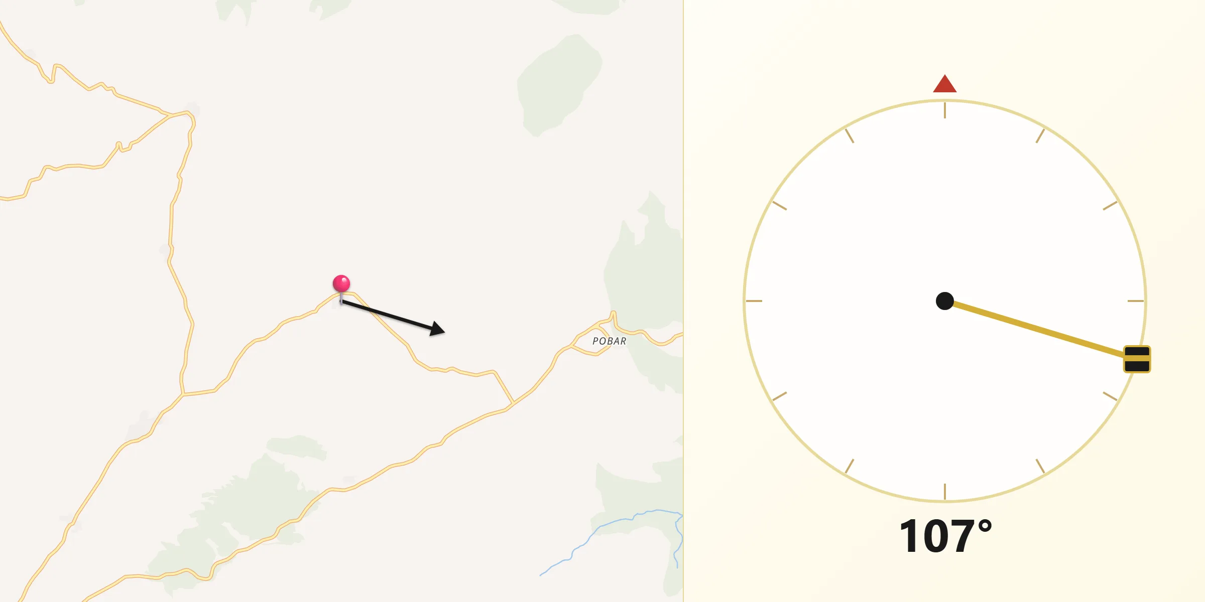 Dirección de la Qibla desde Carrascosa de la Sierra