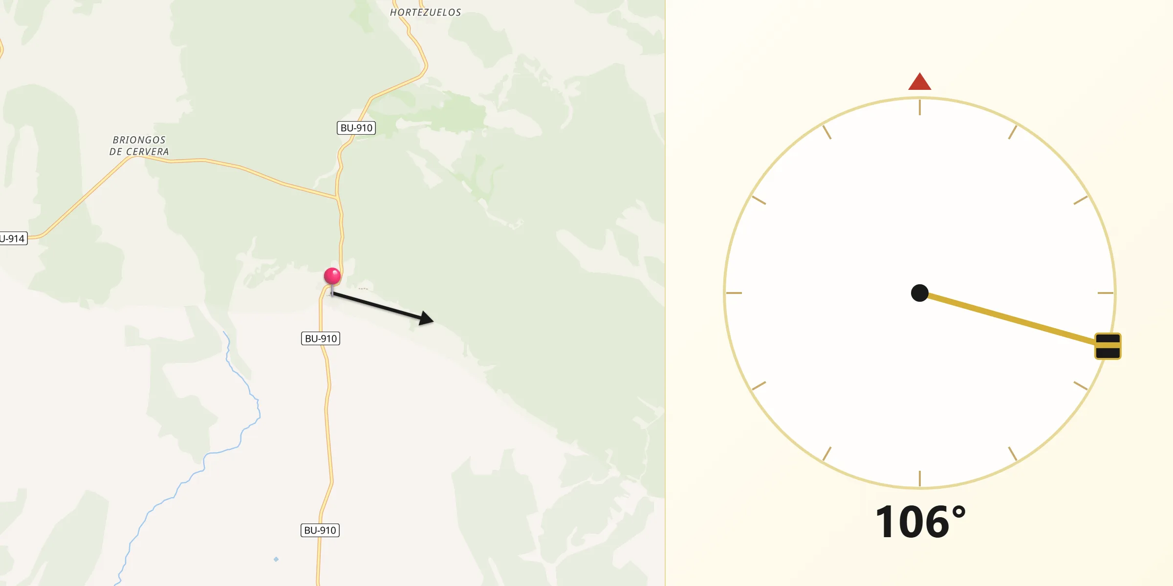 Dirección de la Qibla desde Espinosa de Cervera