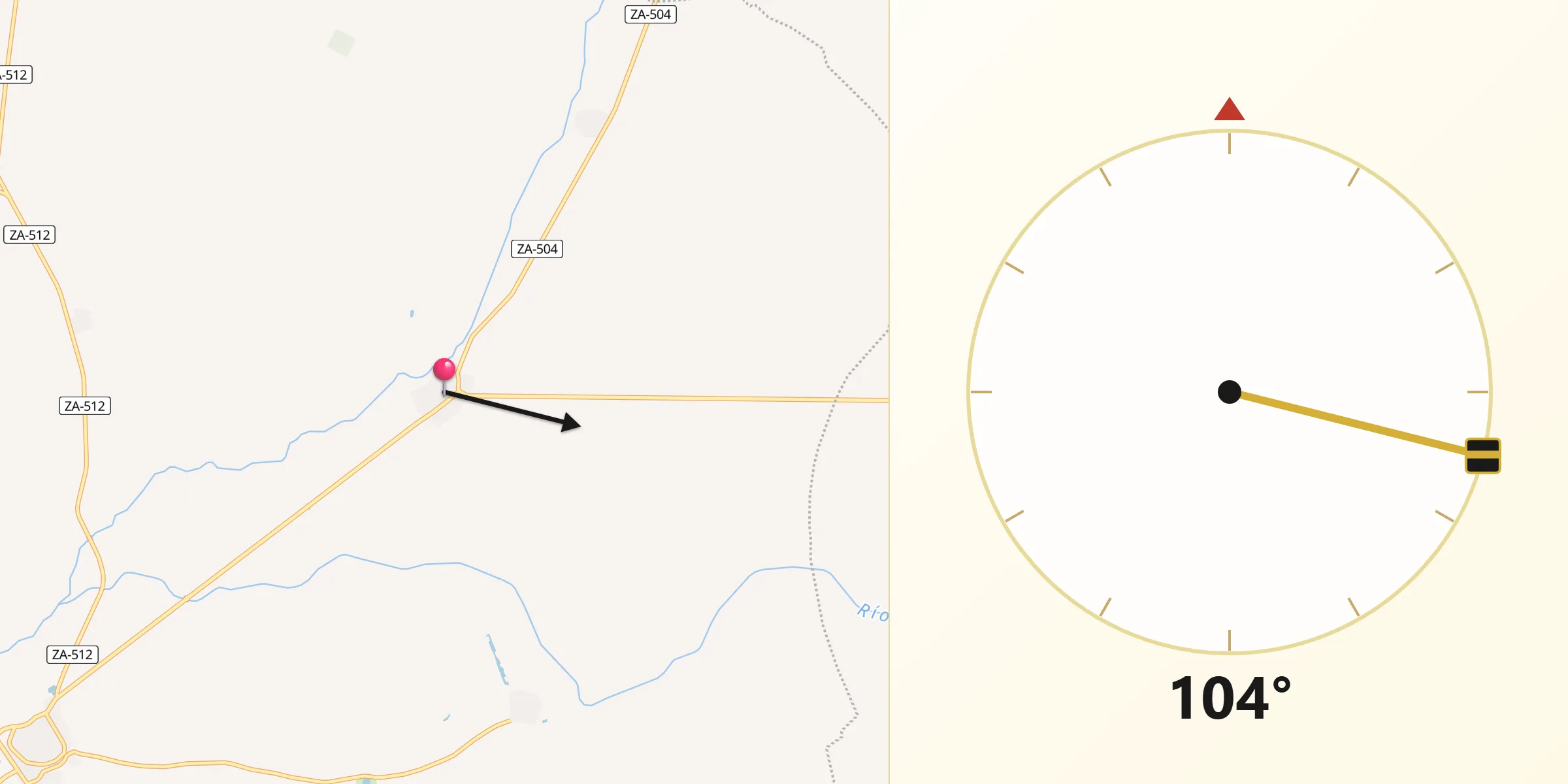 Dirección de la Qibla desde Villamayor de Campos