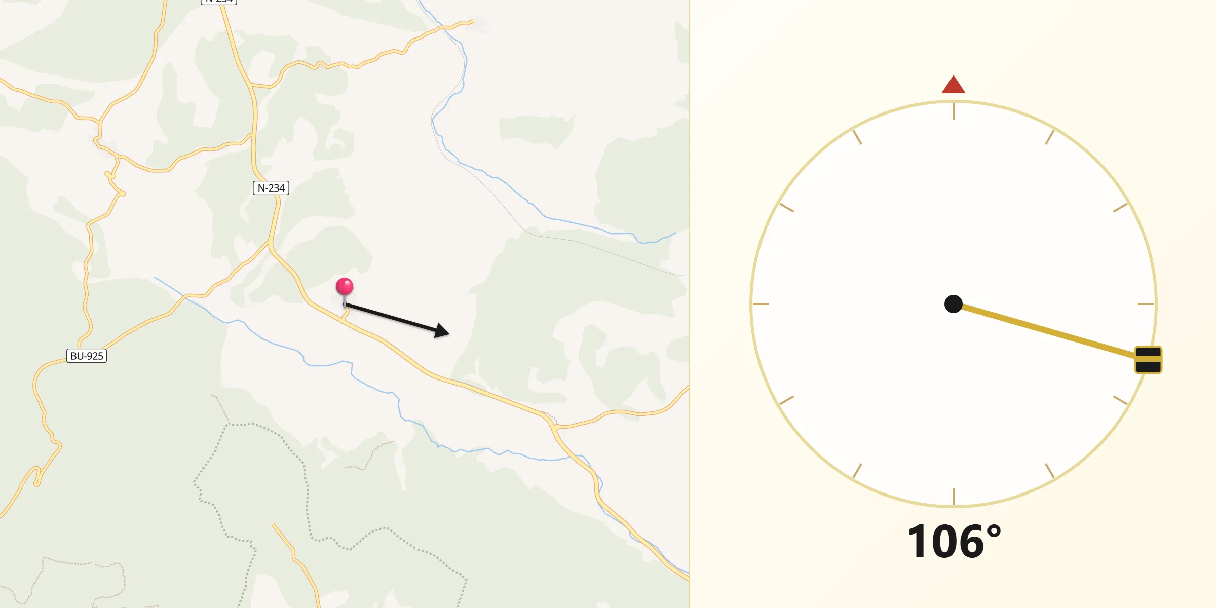 Dirección de la Qibla desde La Gallega