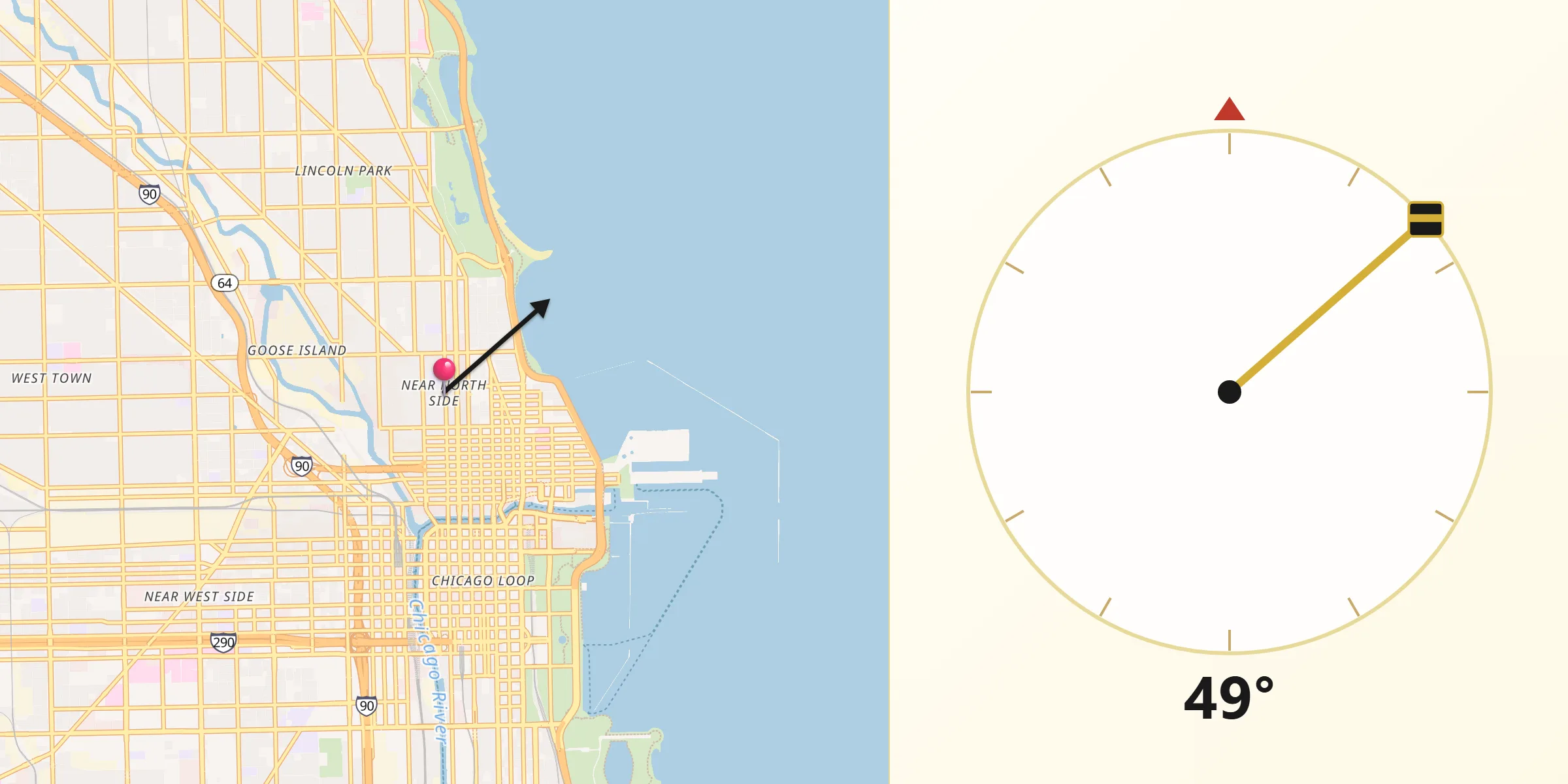 Qibla Direction from Near North Side