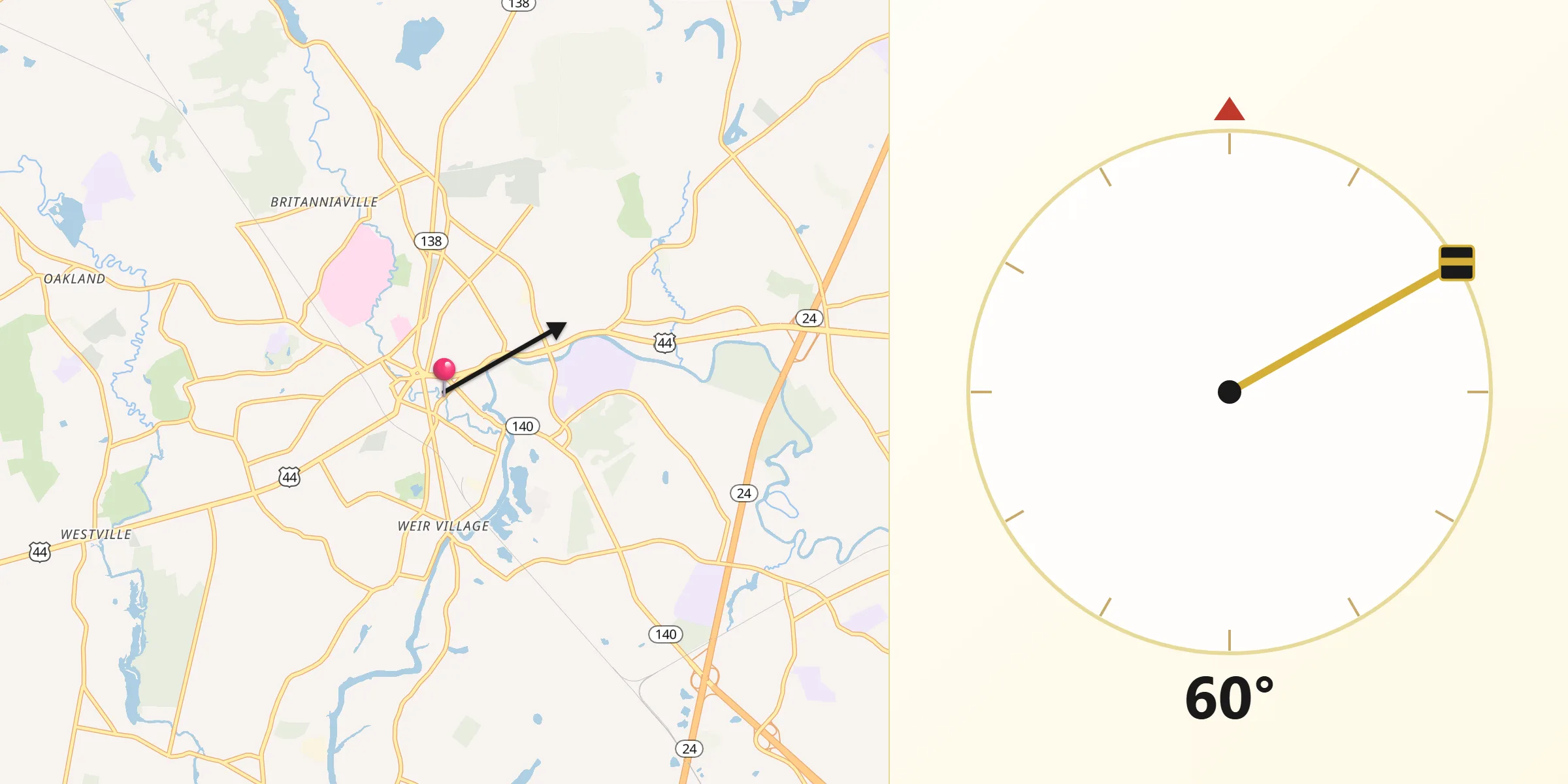 Qibla Direction from Taunton