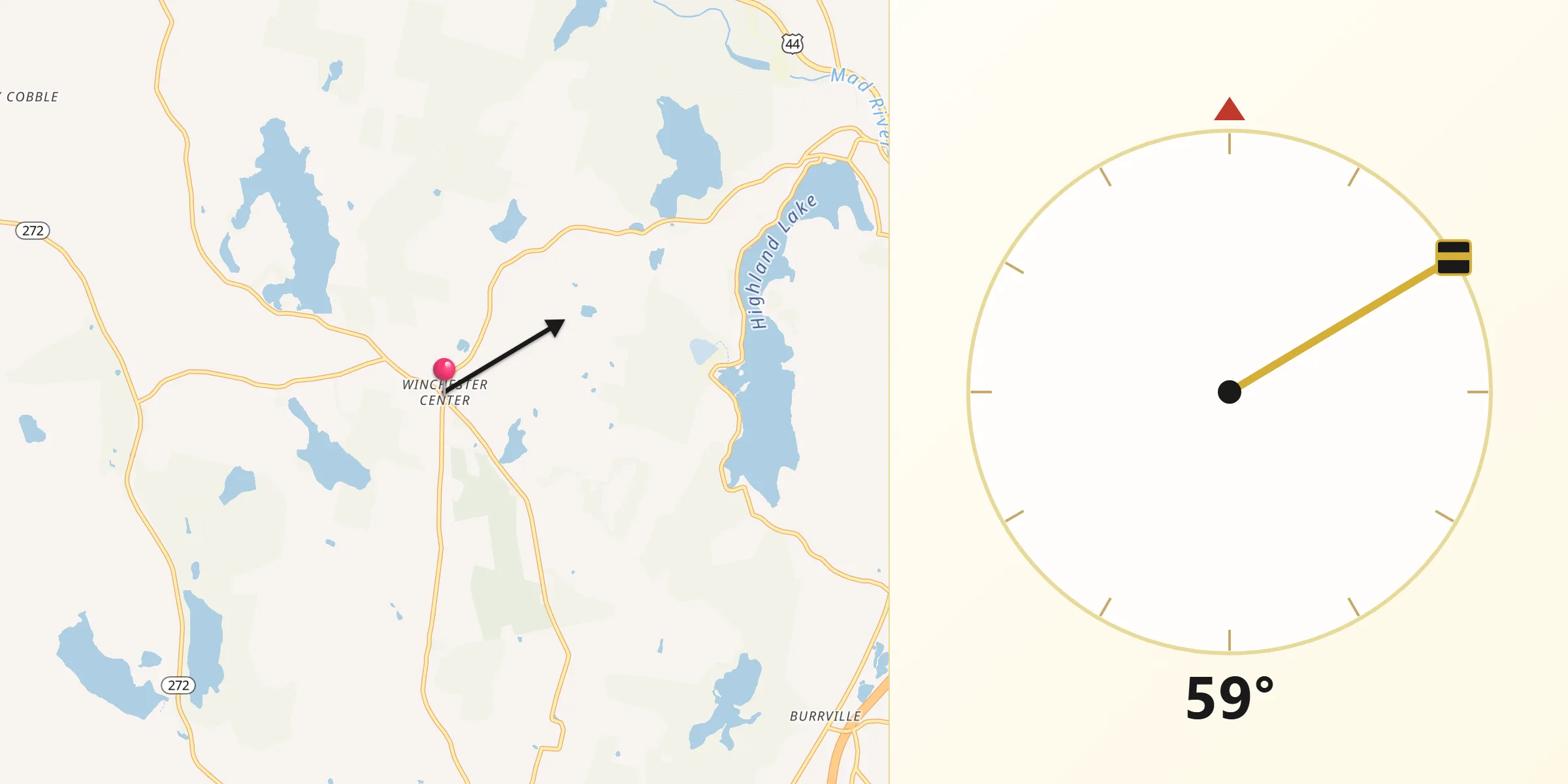 Qibla Direction from Winchester Center