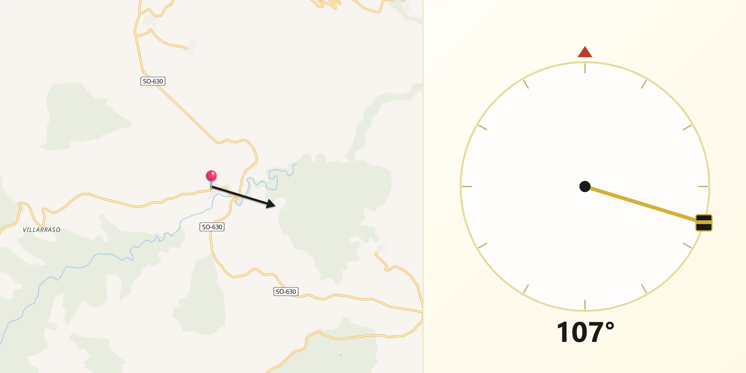 Dirección de la Qibla desde Magaña
